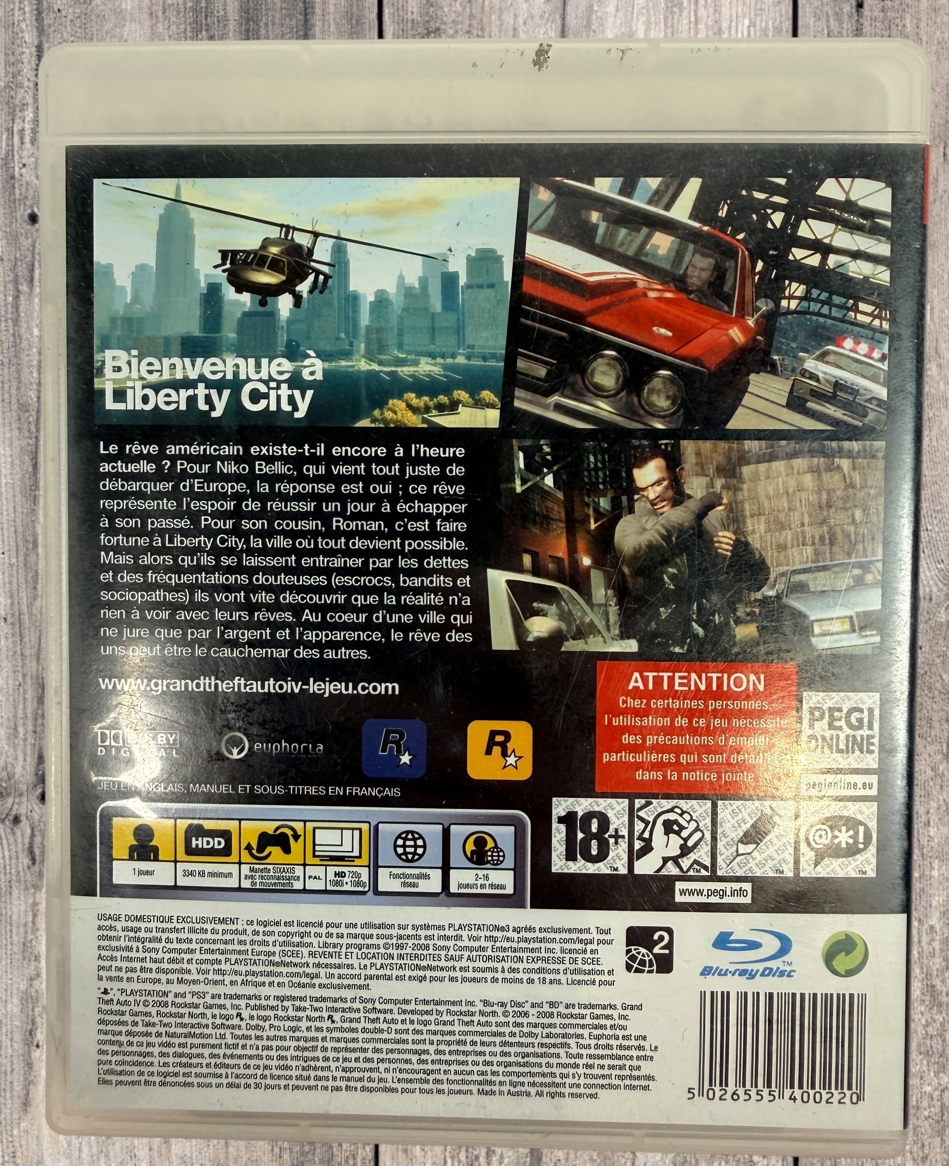 Grand Theft Auto IV, PS3 Complete In Box, PAL French Edition.