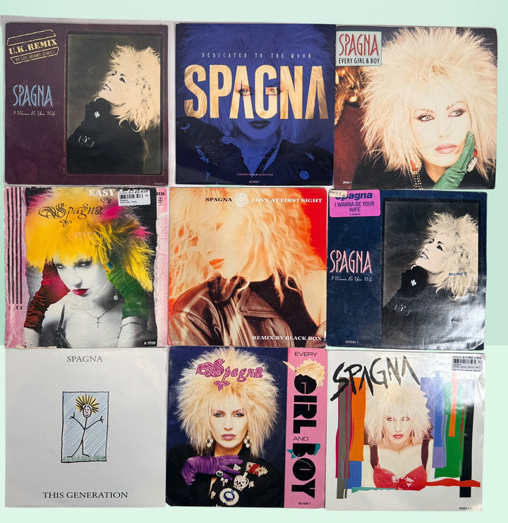 Vintage Spagna 45 RPM Singles Lot of 10, 1980s Italo Disco Records.