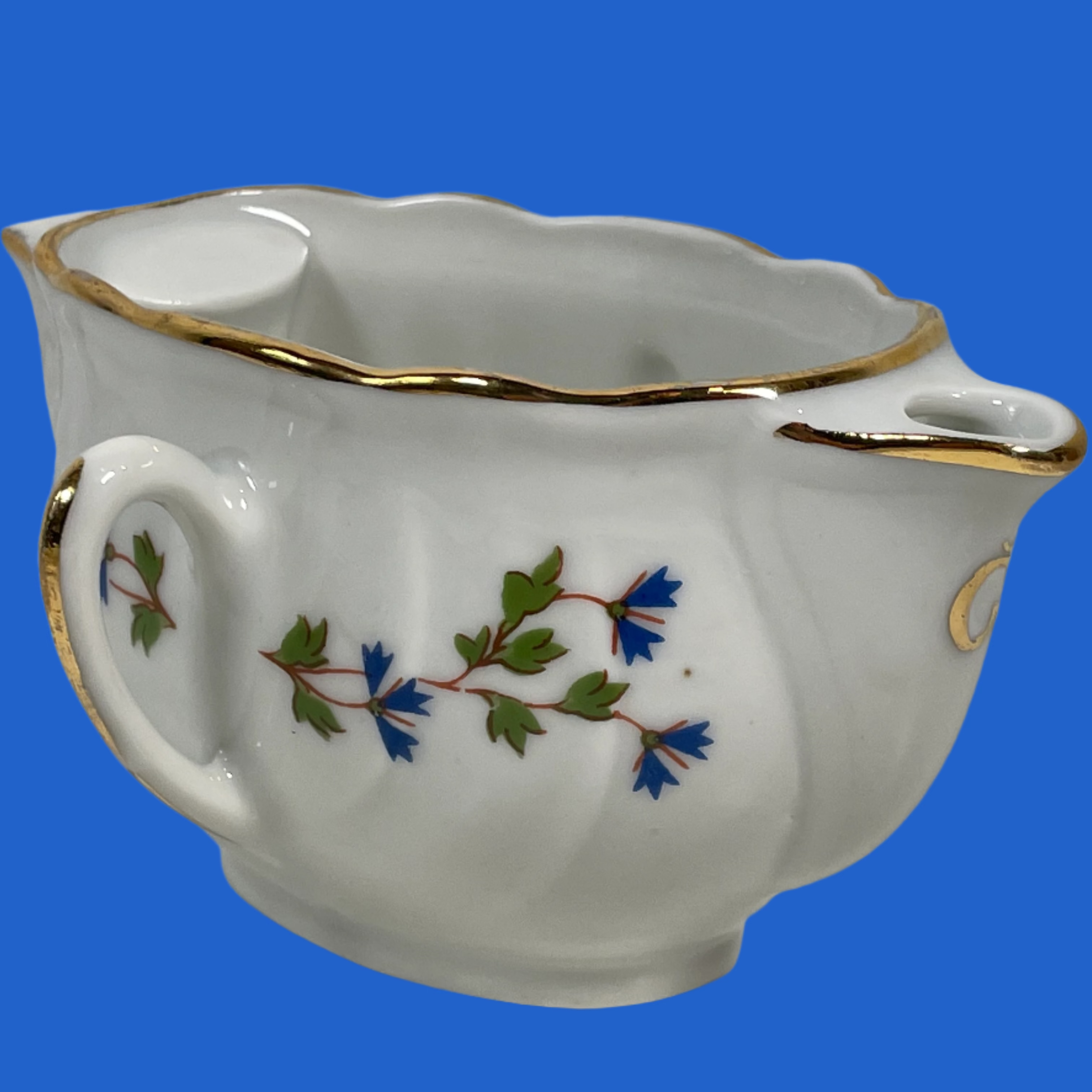 Saucière à double bec verseur vintage en porcelaine de Limoges par LF Veritable Porcelaine – Saucière à double anse
