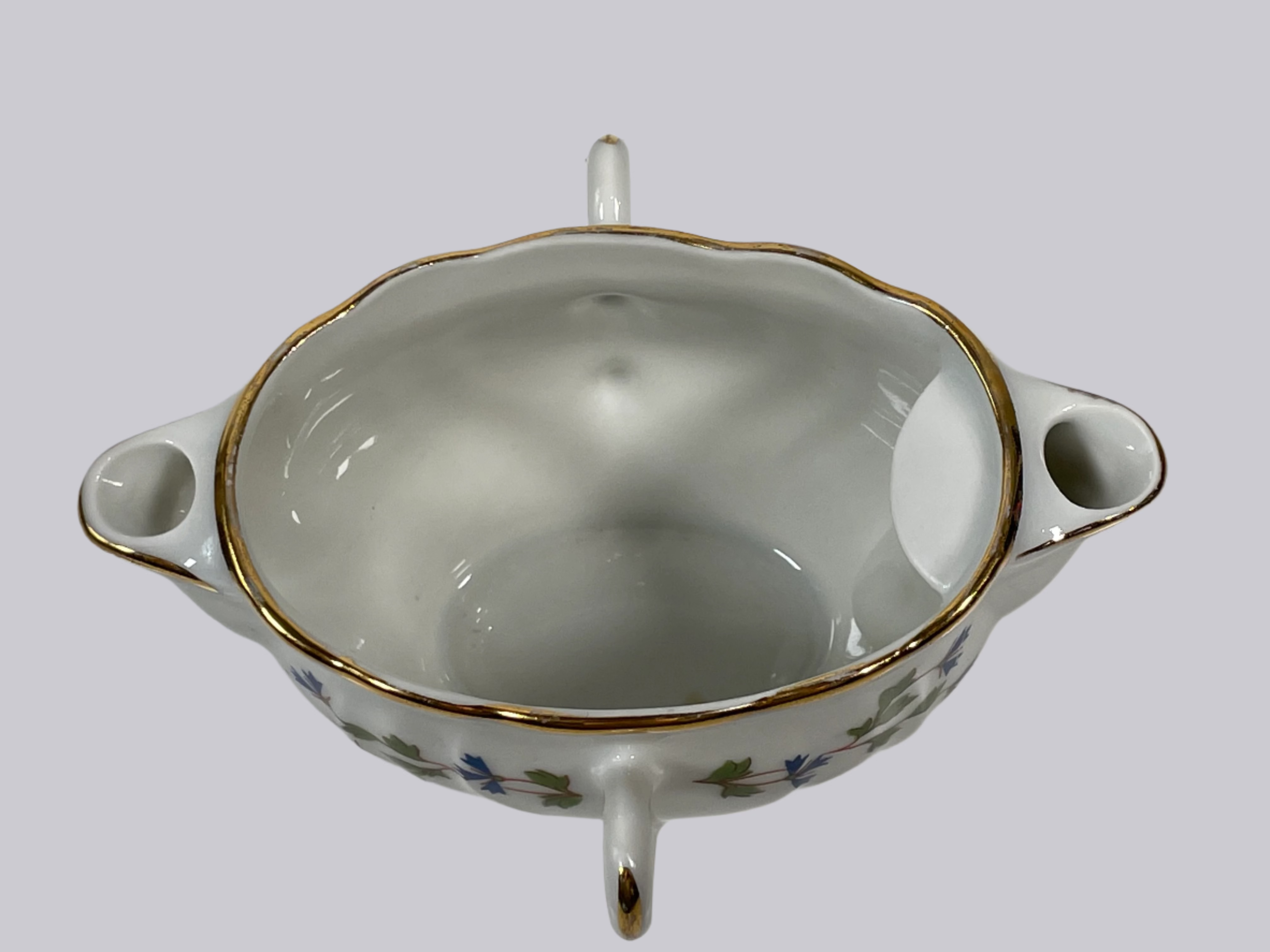 Saucière à double bec verseur vintage en porcelaine de Limoges par LF Veritable Porcelaine – Saucière à double anse