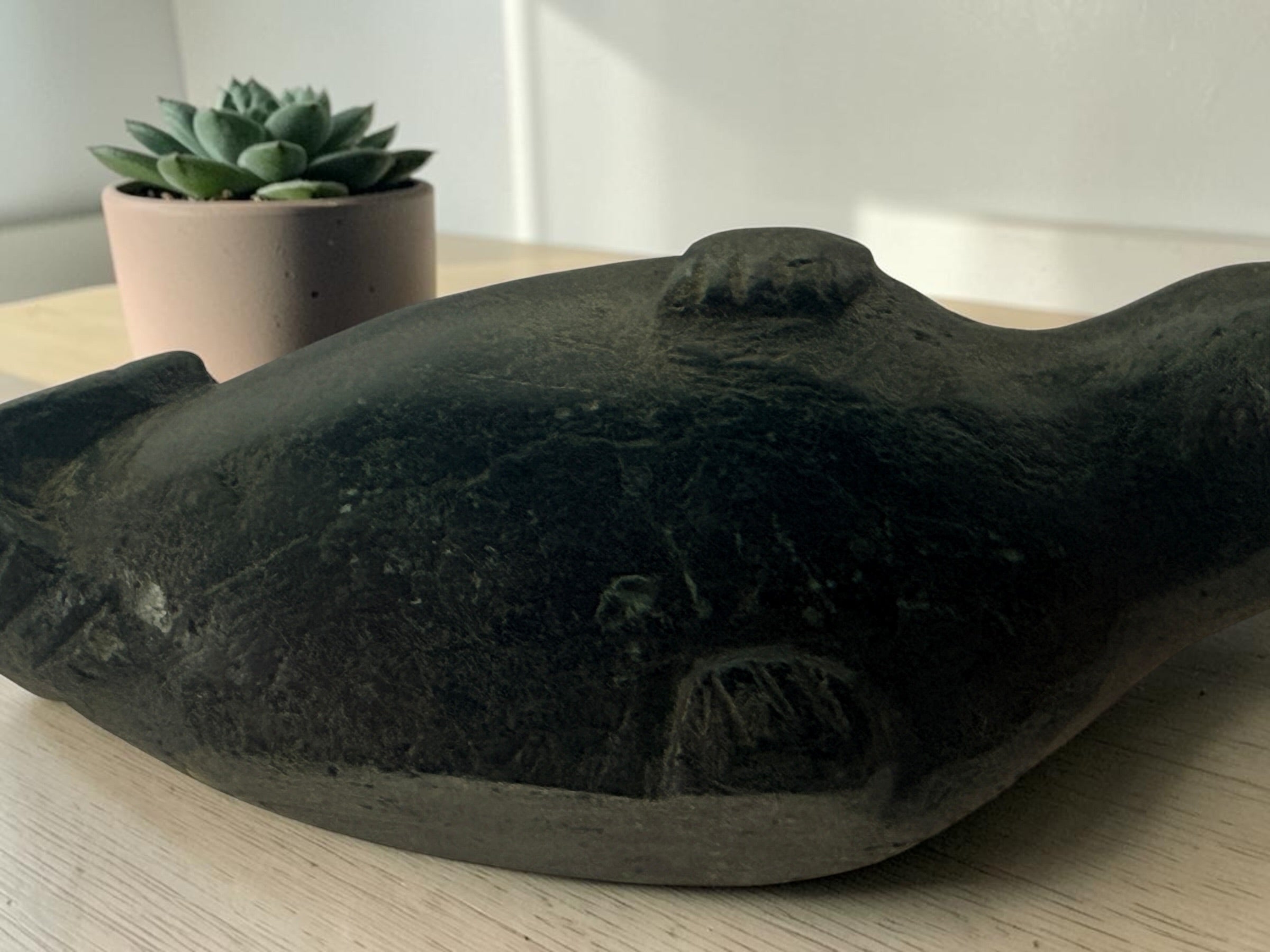 Vintage Inuit Soapstone Seal Carving, Arctic Indigenous Sculpture.