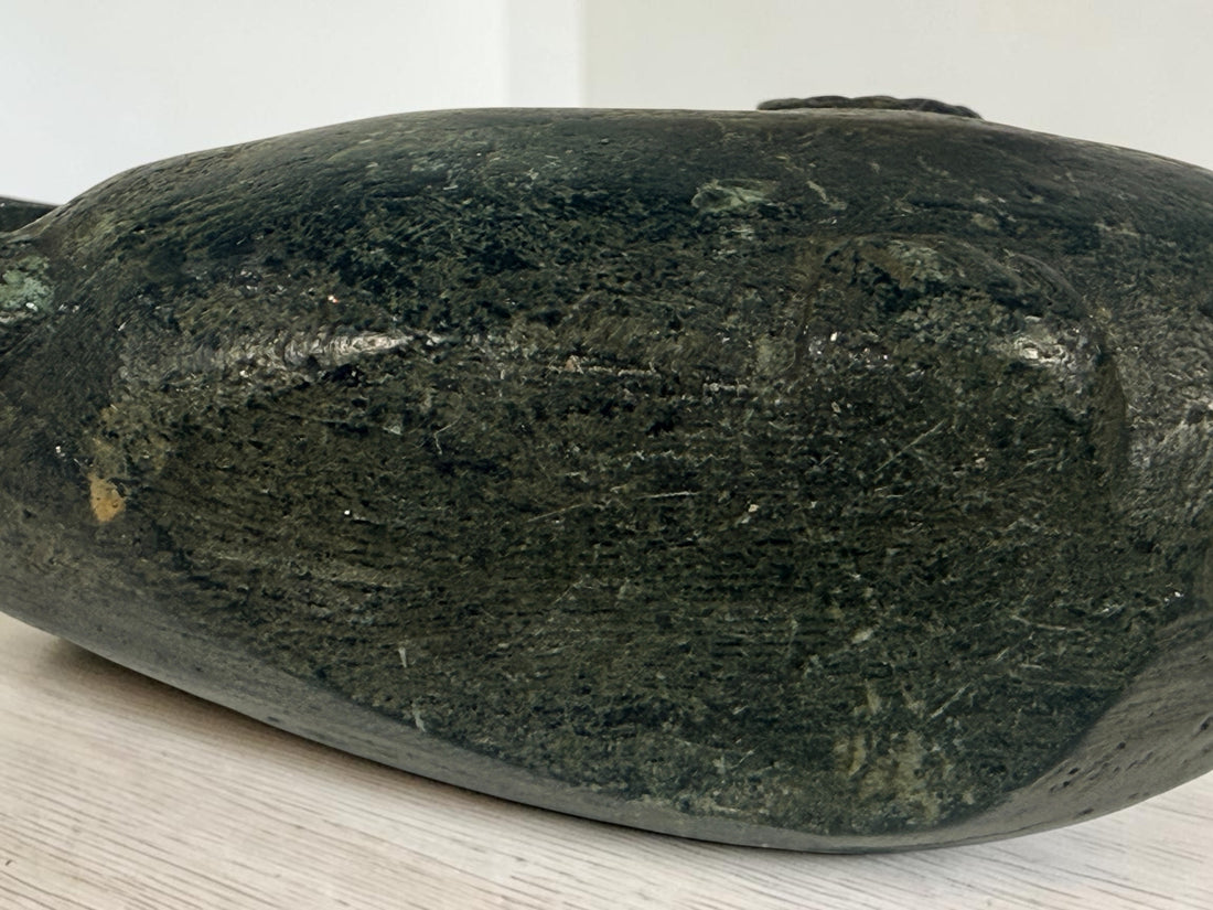 Vintage Inuit Soapstone Seal Carving, Arctic Indigenous Sculpture.