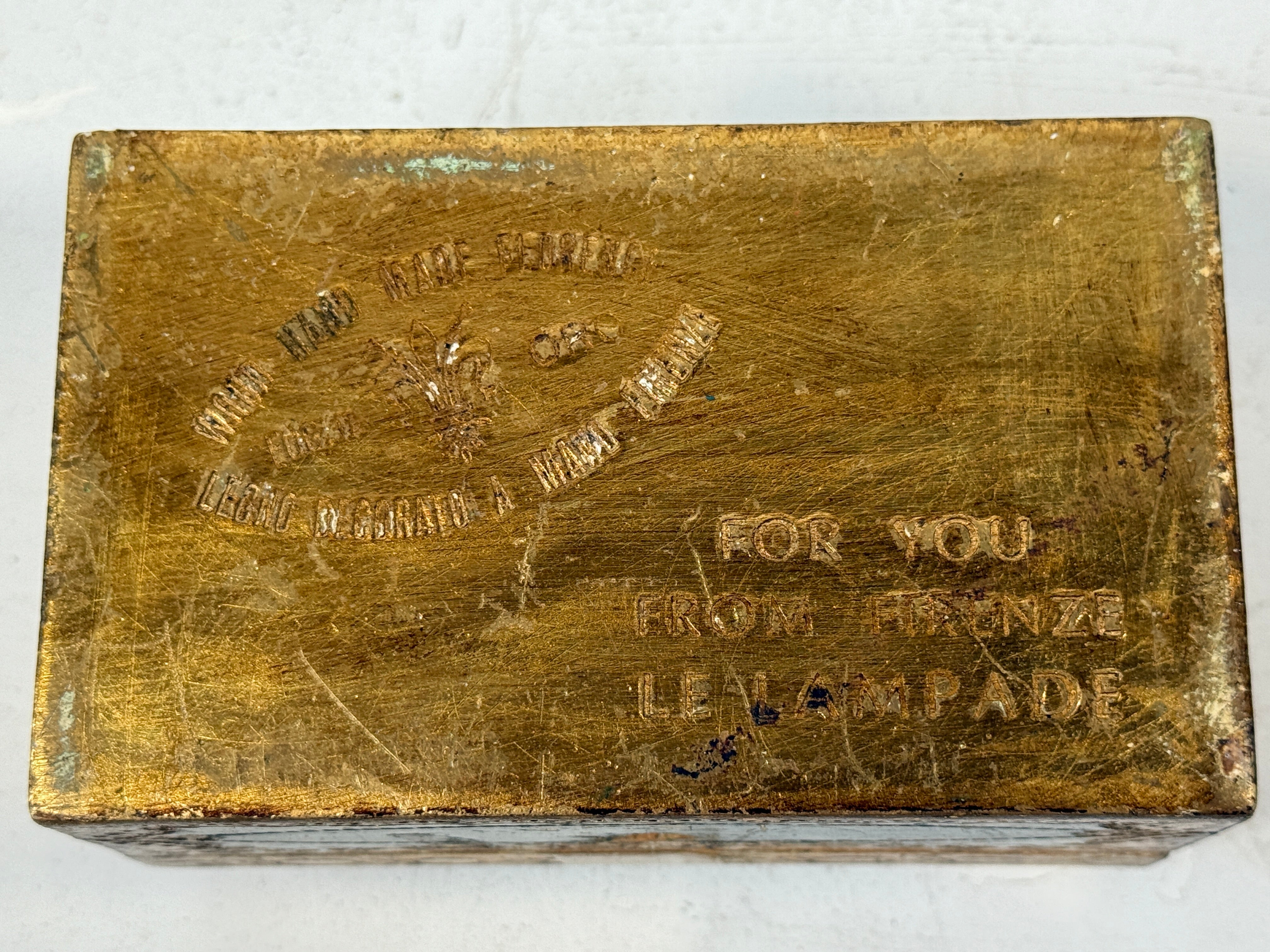 Vintage Florentine Gilt Wood Jewelry Box – “Le Lampade” Firenze – Original Key