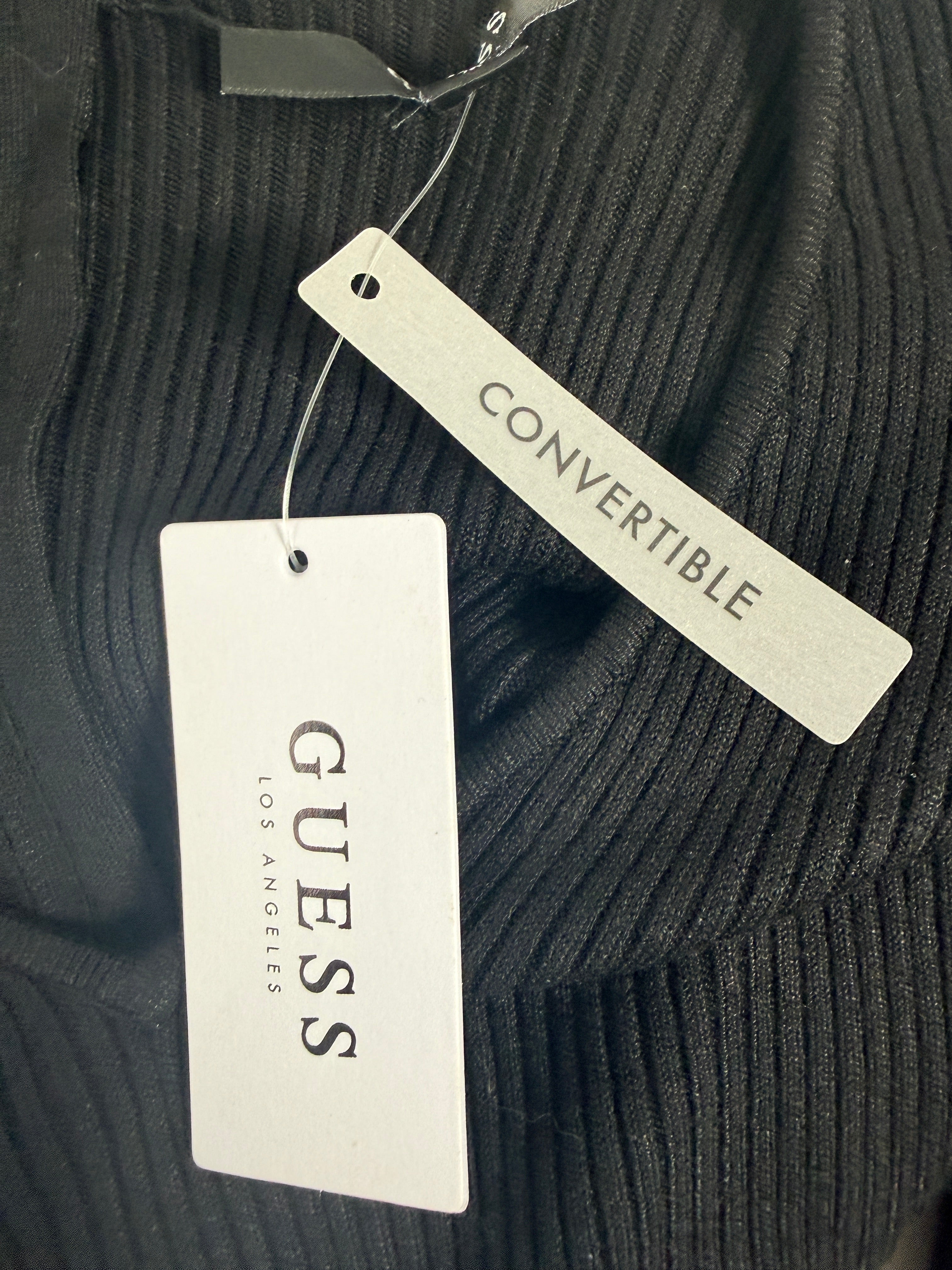 GUESS Ribbed Knit Convertible Bodycon Dress, Black, Medium.