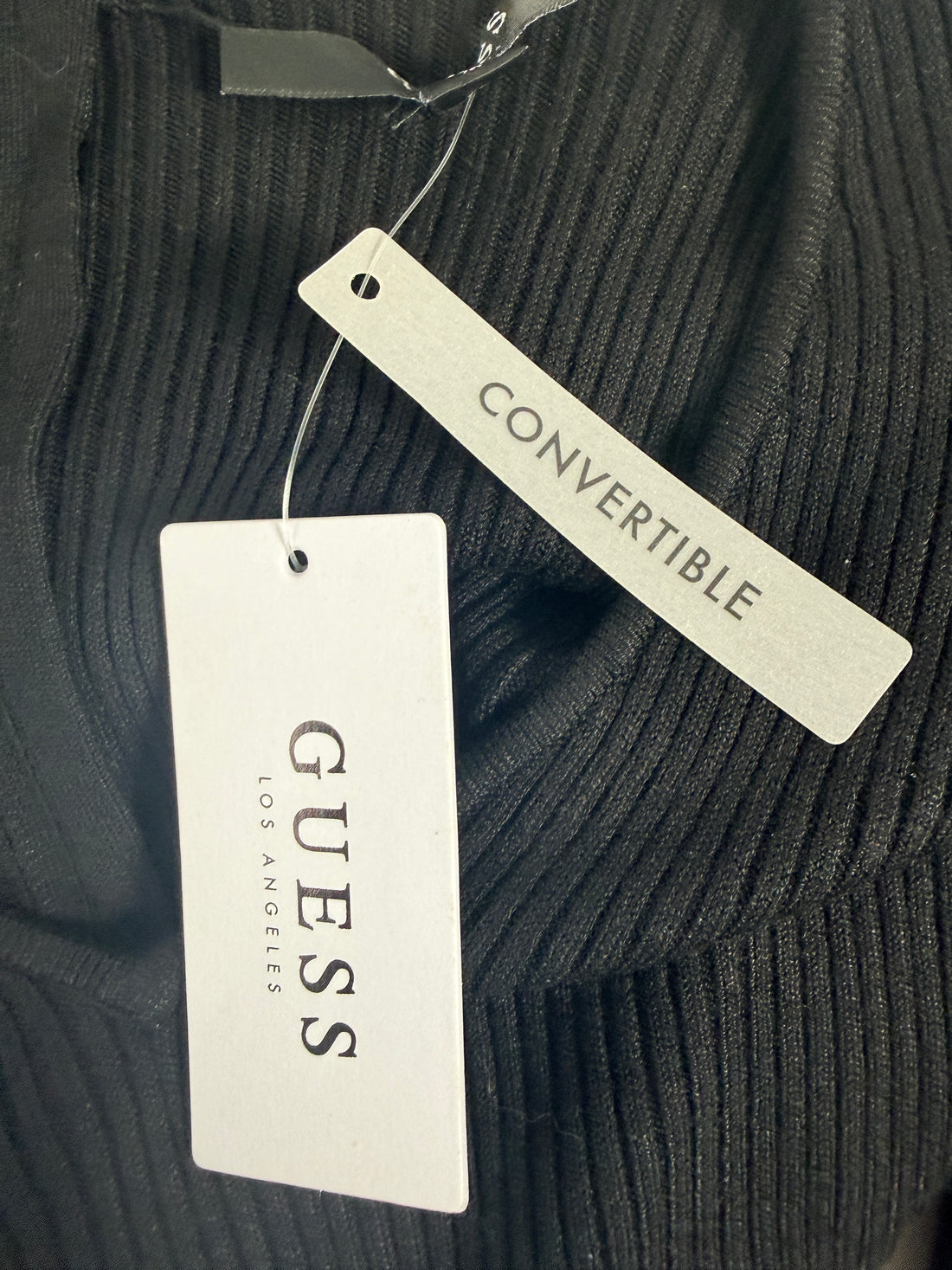 GUESS Ribbed Knit Convertible Bodycon Dress, Black, Medium.