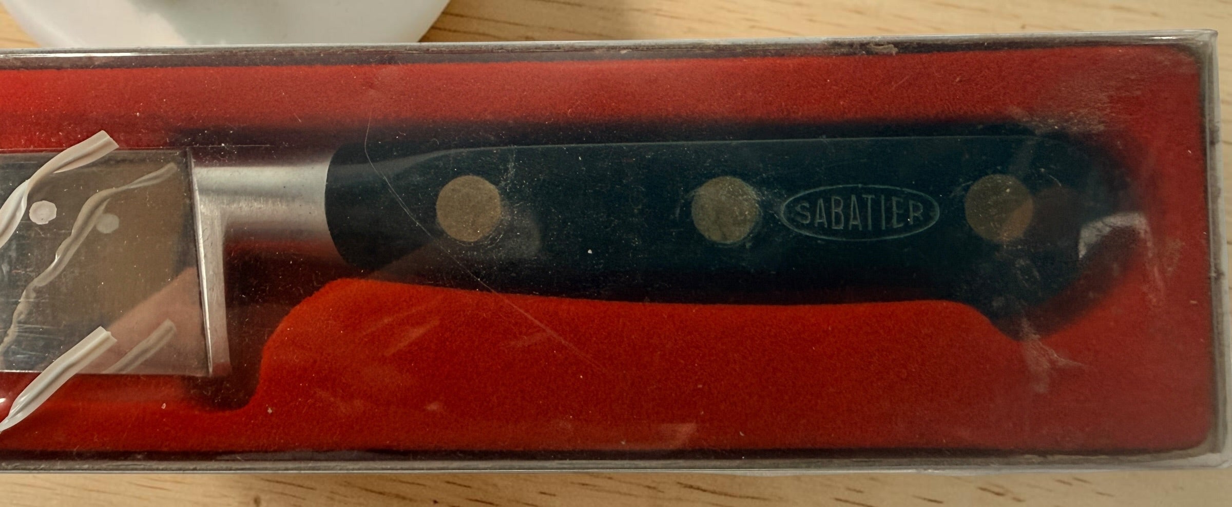 Vintage French Sabatier 2 Lions Carving Knife, Original Case. 9.5 in blade.