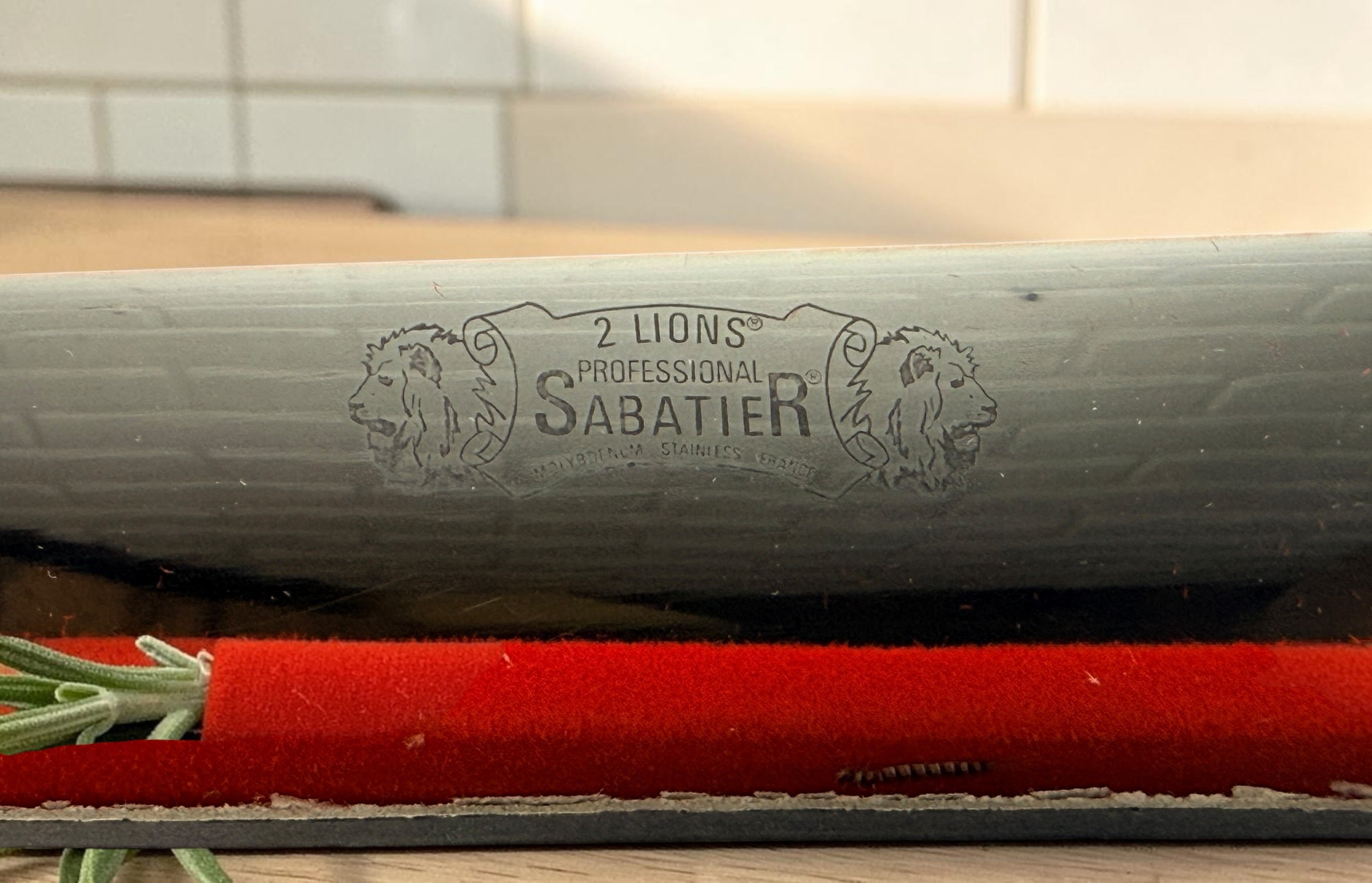 Vintage French Sabatier 2 Lions Carving Knife, Original Case. 9.5 in blade.