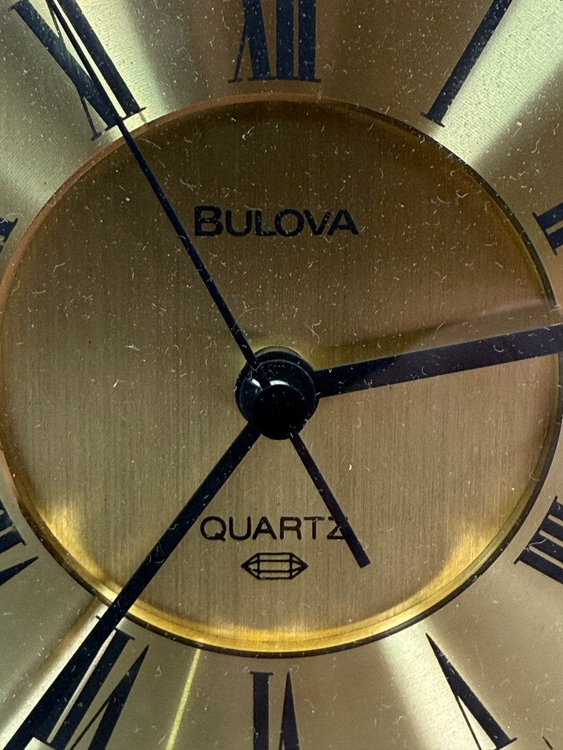 Vintage Bulova Brass Quartz Desk Clock with Thermometer & Barometer – Working