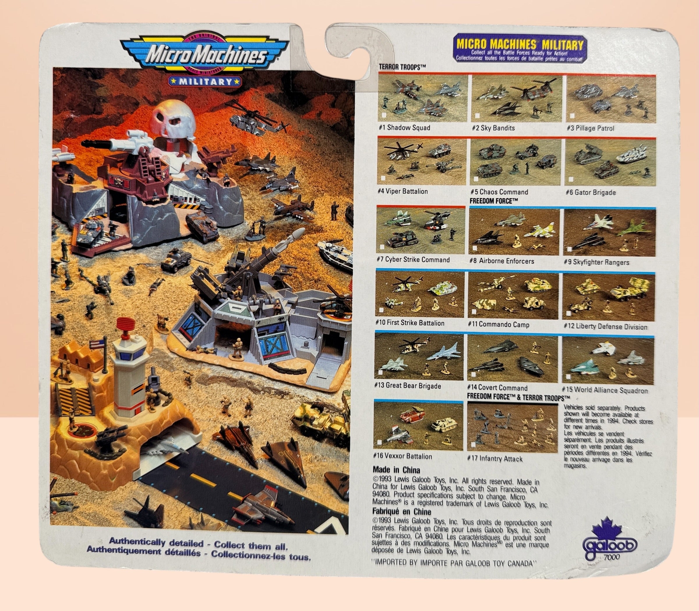 Vintage sealed Micro Machines Freedom Force First Strike Battalion military toy set with Hind helicopter and Abrams tank by Galoob.