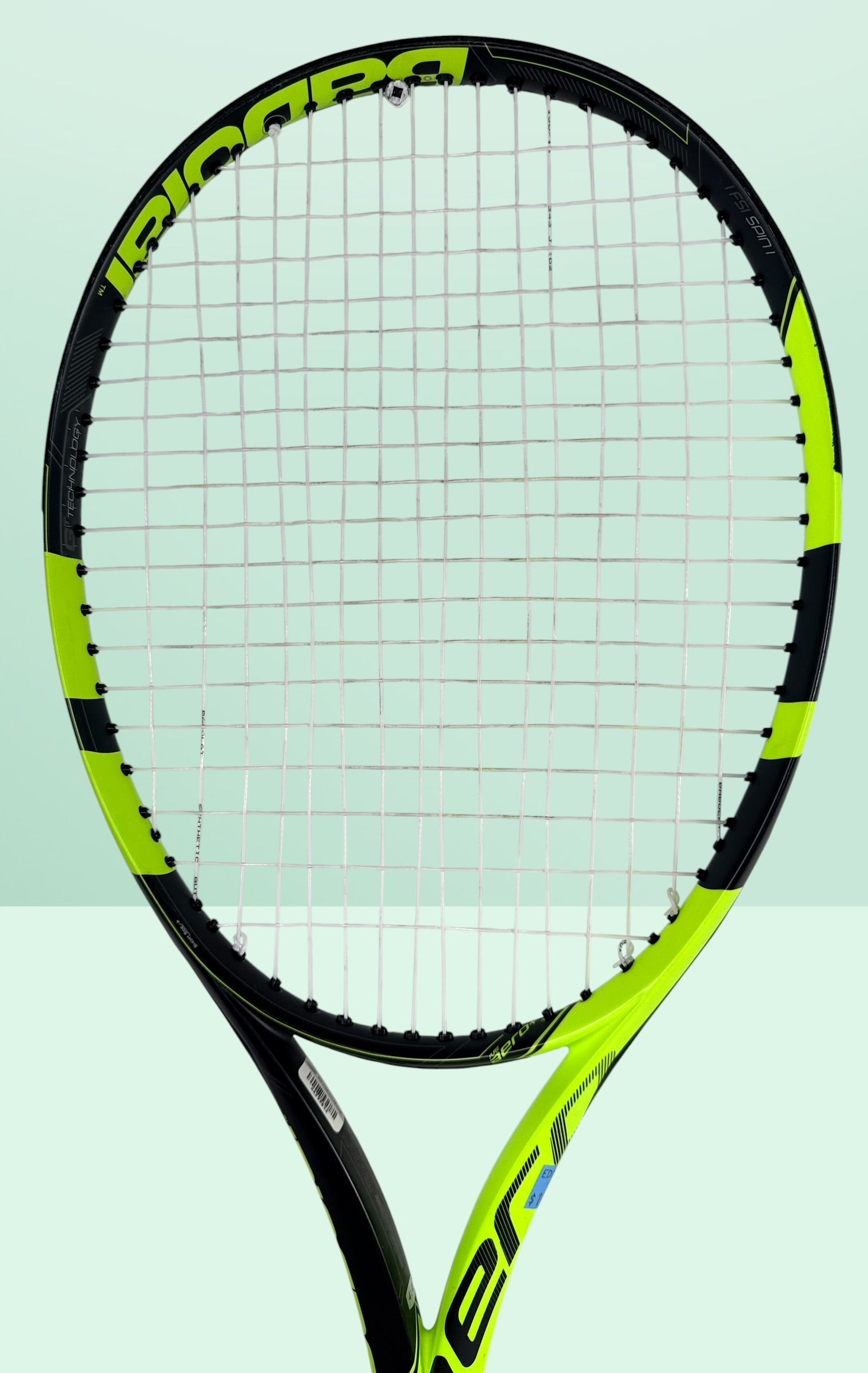 Babolat Pure Aero 300g tennis racquet with 100 sq in head and L4 4 1/2 grip. Popular spin-focused performance frame in good used condition with 16x19 string pattern.