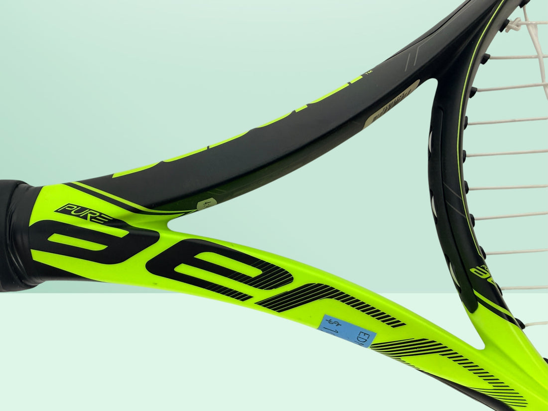 Babolat Pure Aero 300g tennis racquet with 100 sq in head and L4 4 1/2 grip. Popular spin-focused performance frame in good used condition with 16x19 string pattern.