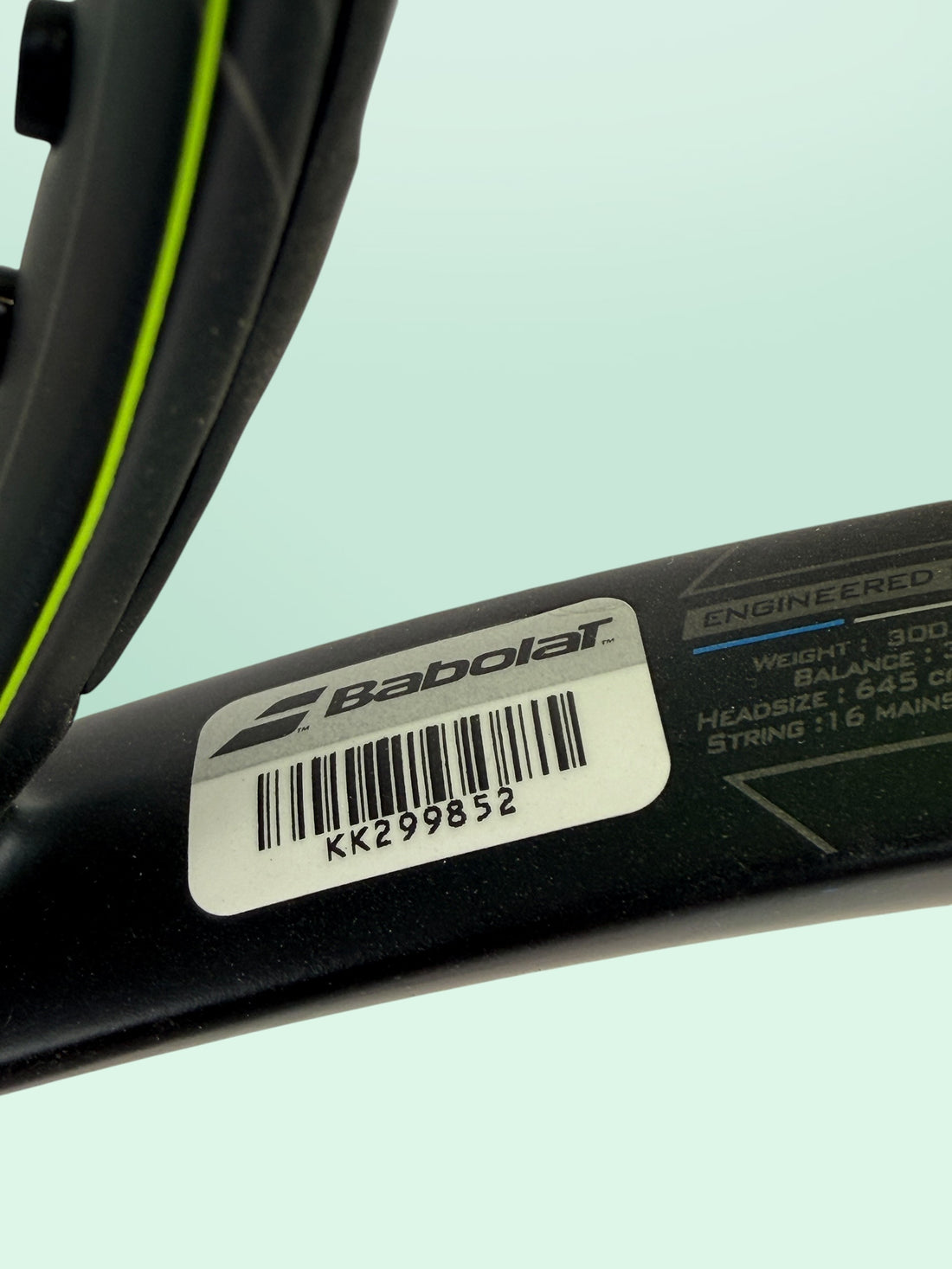 Babolat Pure Aero 300g tennis racquet with 100 sq in head and L4 4 1/2 grip. Popular spin-focused performance frame in good used condition with 16x19 string pattern.