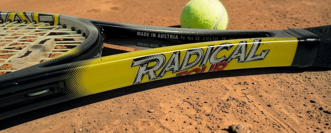 Vintage Austrian-made HEAD Radical TwinTube OS tennis racquet in good playable condition. Classic Andre Agassi-era oversized graphite frame.