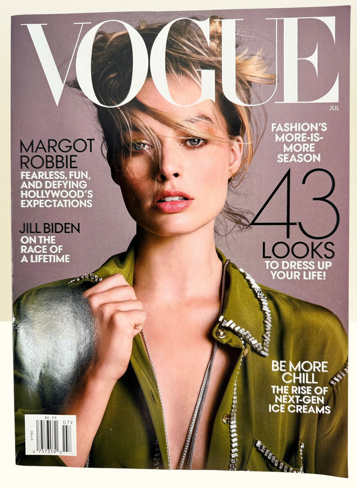 Vogue Magazine July 2019 featuring Margot Robbie cover story. Collectible fashion and celebrity magazine issue in vintage pre-owned condition.