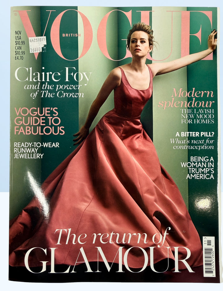 British Vogue November 2017 magazine featuring Claire Foy cover in very good condition collectible fashion issue.