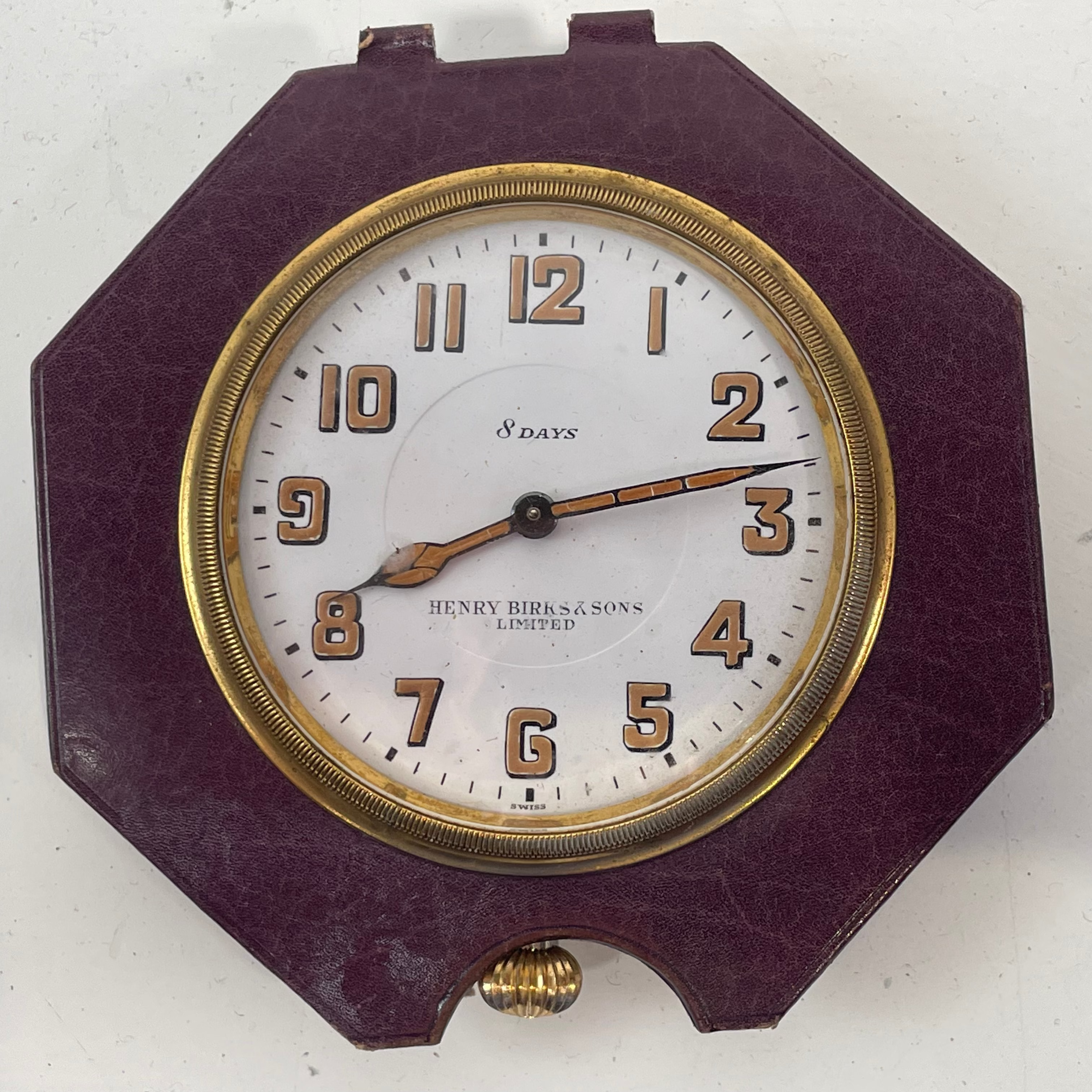 Vintage Henry Birks & Sons 8-Day Travel Clock – Face & Mechanism Only (Montreal, c. 1930s)