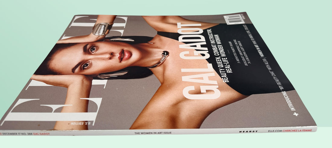 ELLE December 2017 magazine featuring Gal Gadot cover and Wonder Woman editorial feature in very good collectible condition