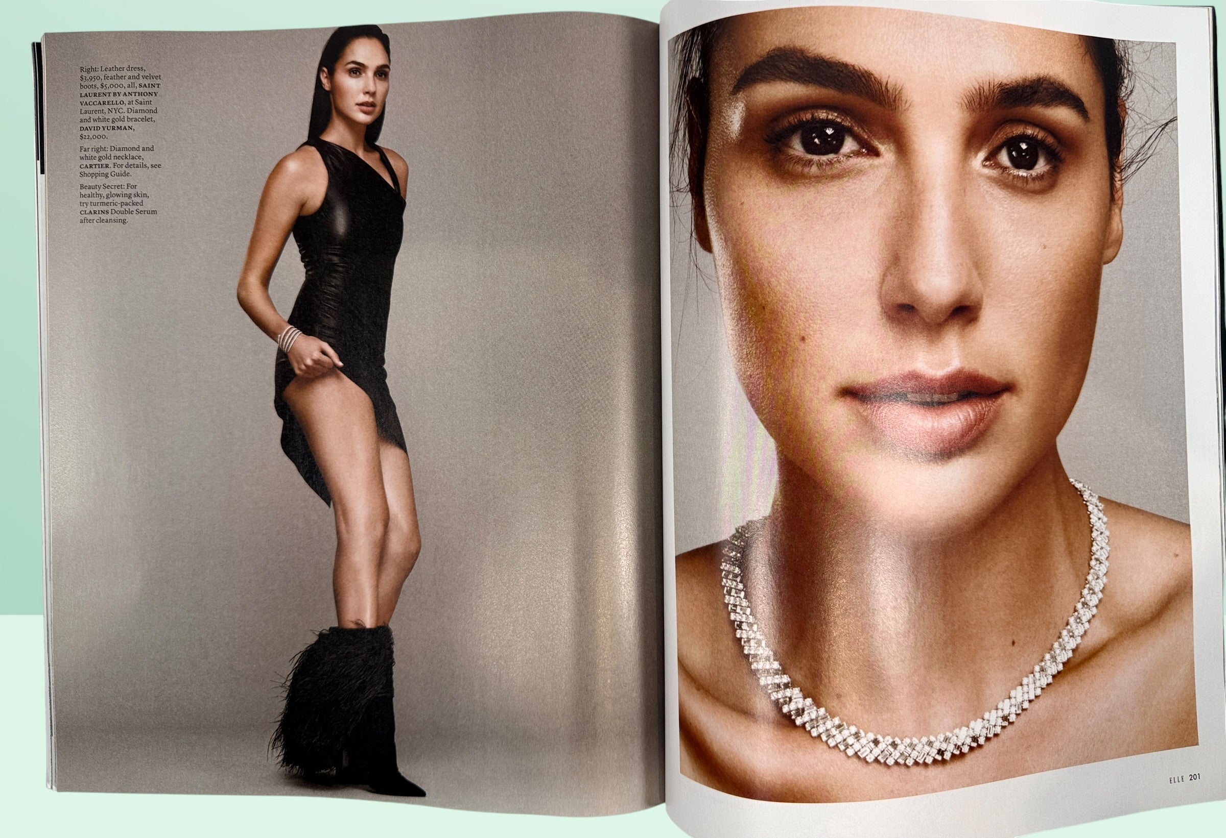 ELLE December 2017 magazine featuring Gal Gadot cover and Wonder Woman editorial feature in very good collectible condition
