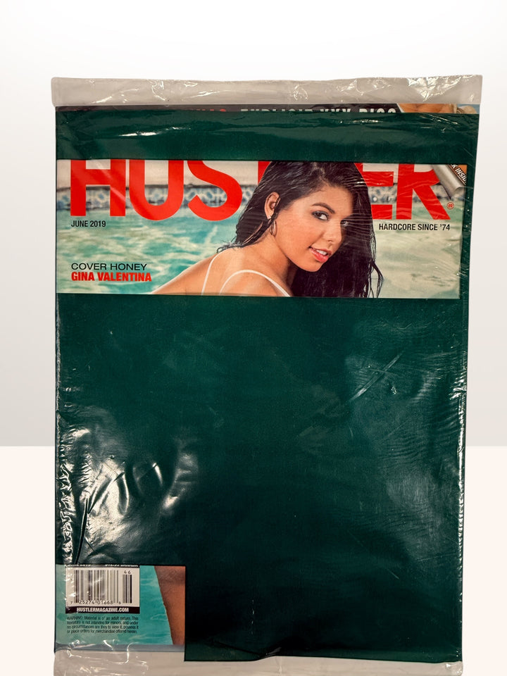 Factory sealed June 2019 Hustler Magazine featuring Gina Valentina cover issue, printed in Canada collectible adult publication.