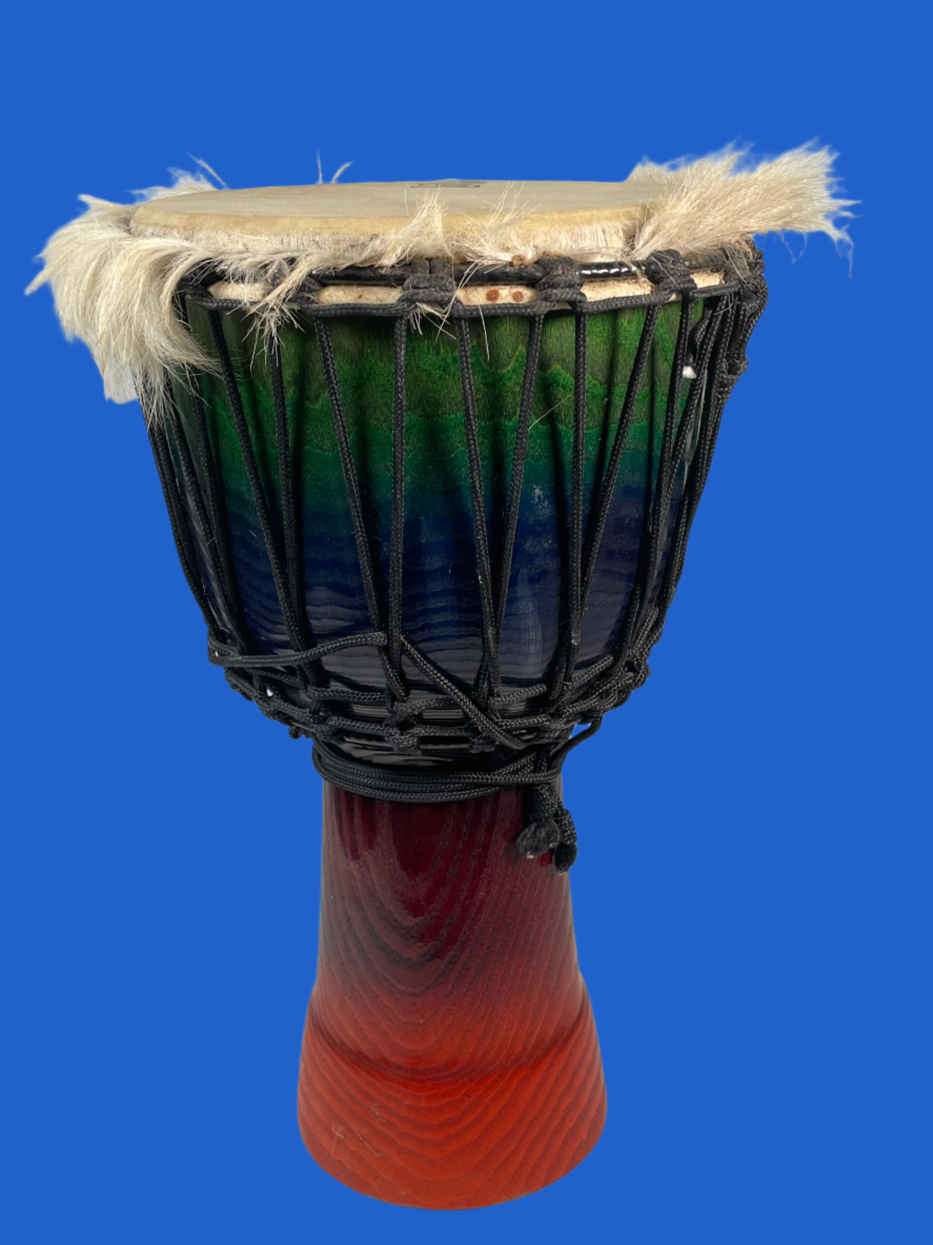 Handmade Luka Djembe Drum – Rope Tuned – Red & Green Gradient – 12" Head