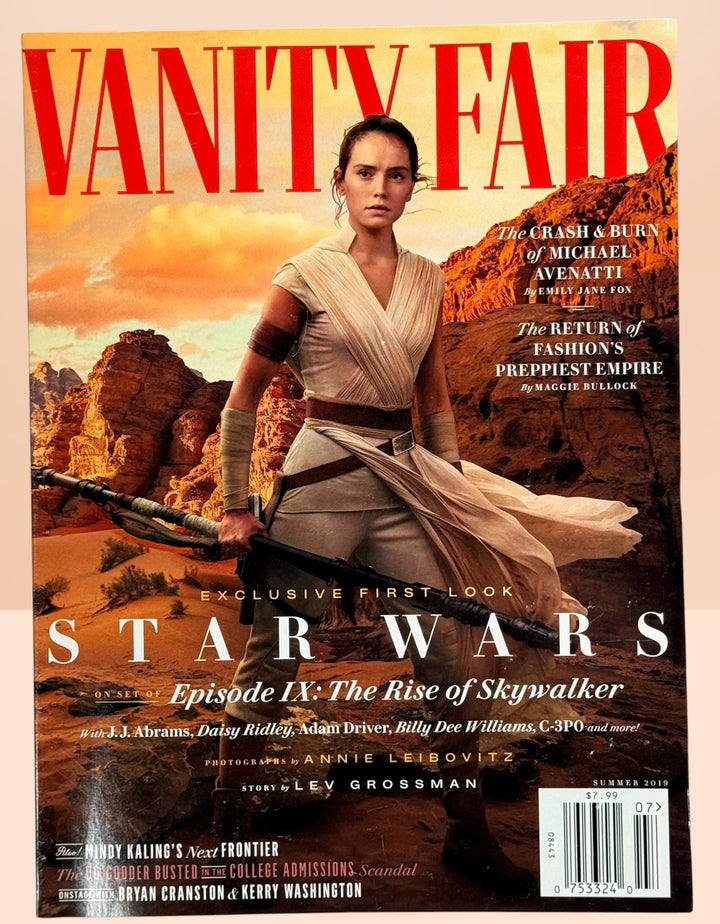 Vanity Fair Summer 2019 Daisy Ridley Rey Star Wars Rise Of Skywalker collectible magazine with Annie Leibovitz photography and exclusive film coverage.