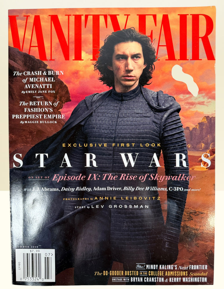 Vanity Fair Summer 2019 Star Wars Episode IX Adam Driver collectible magazine with exclusive behind-the-scenes feature photography.