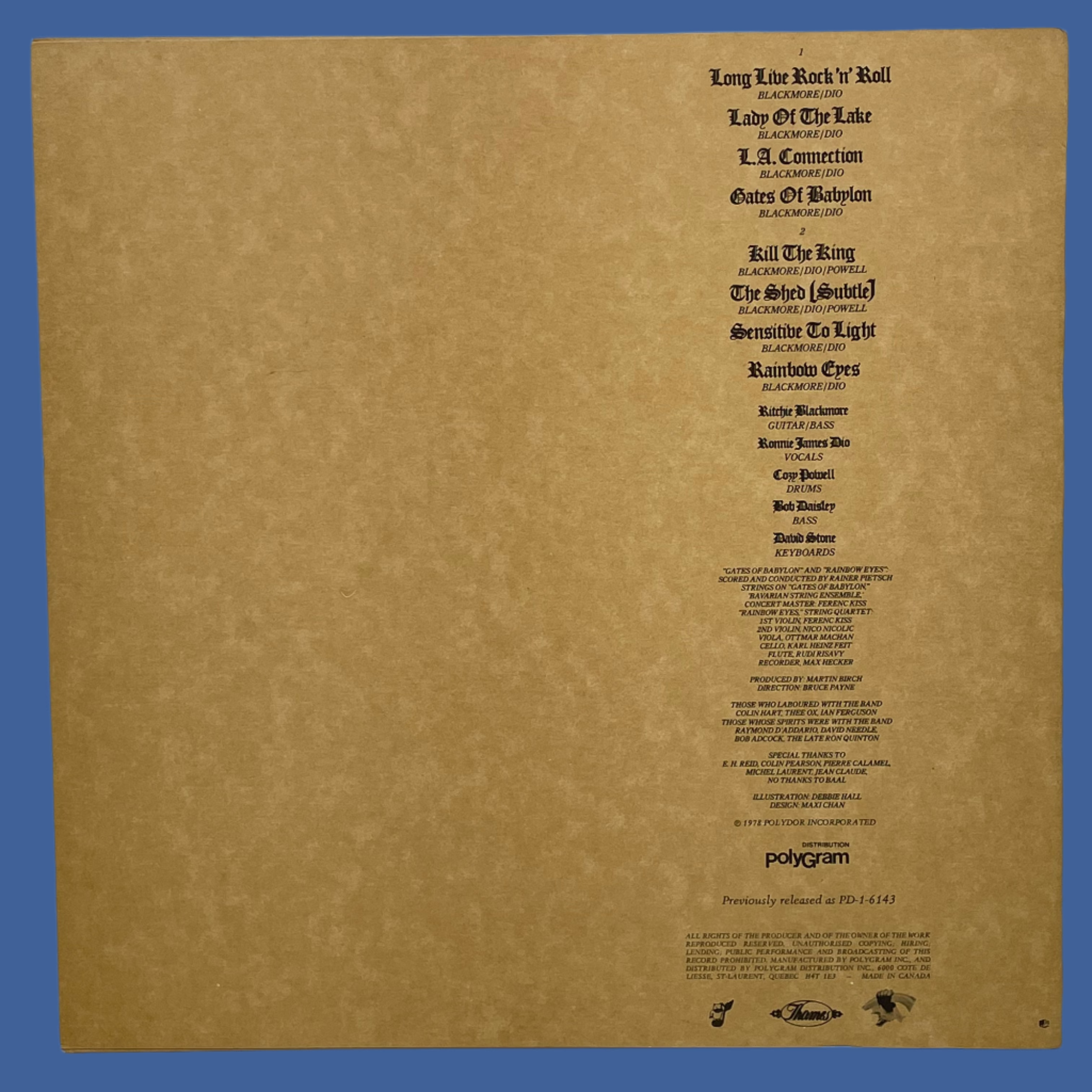 Rainbow – Long Live Rock ’n’ Roll (1978 Canadian Pressing – Polydor MIP-1-9344) M - M