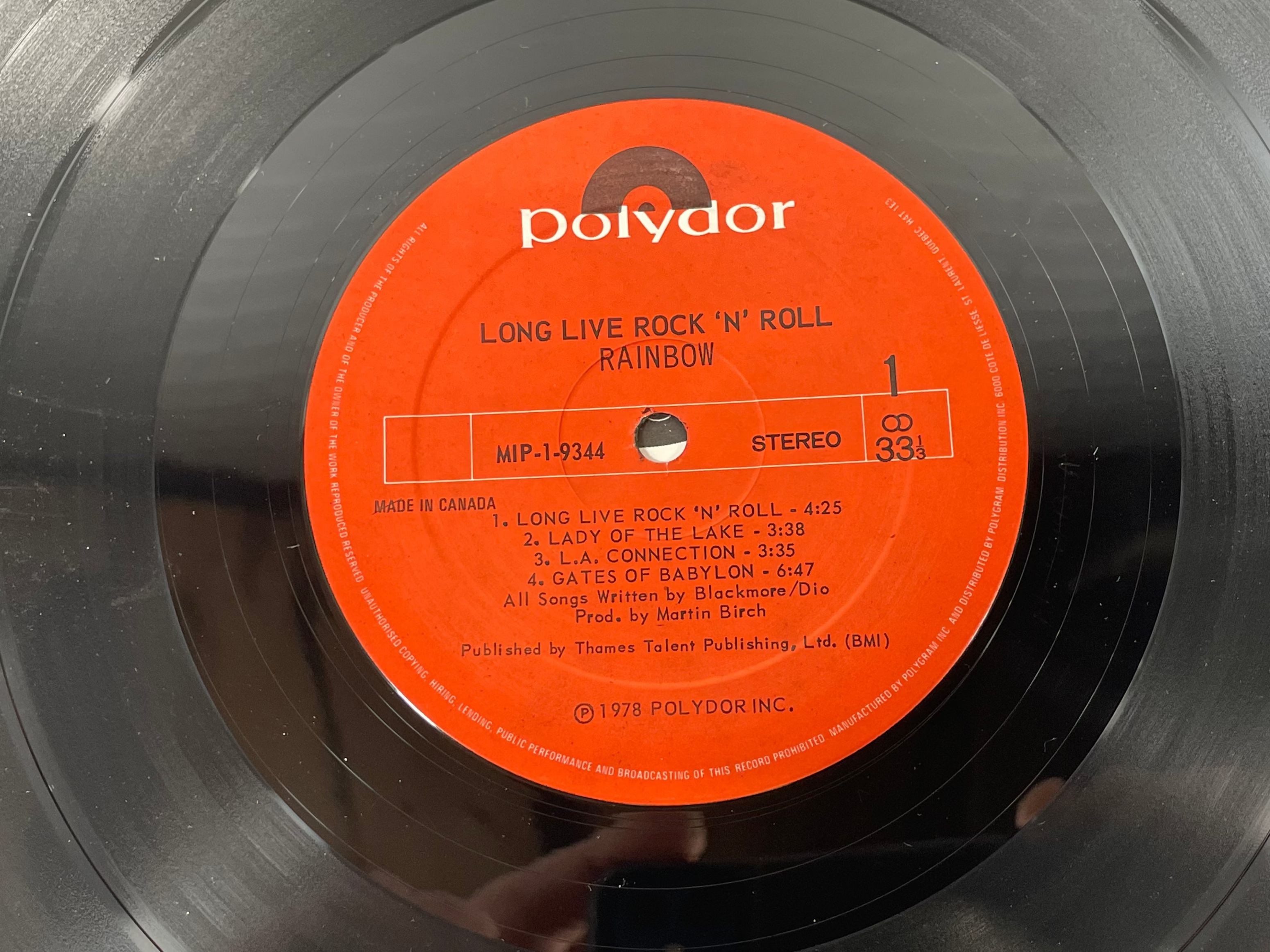 Rainbow – Long Live Rock ’n’ Roll (1978 Canadian Pressing – Polydor MIP-1-9344) M - M