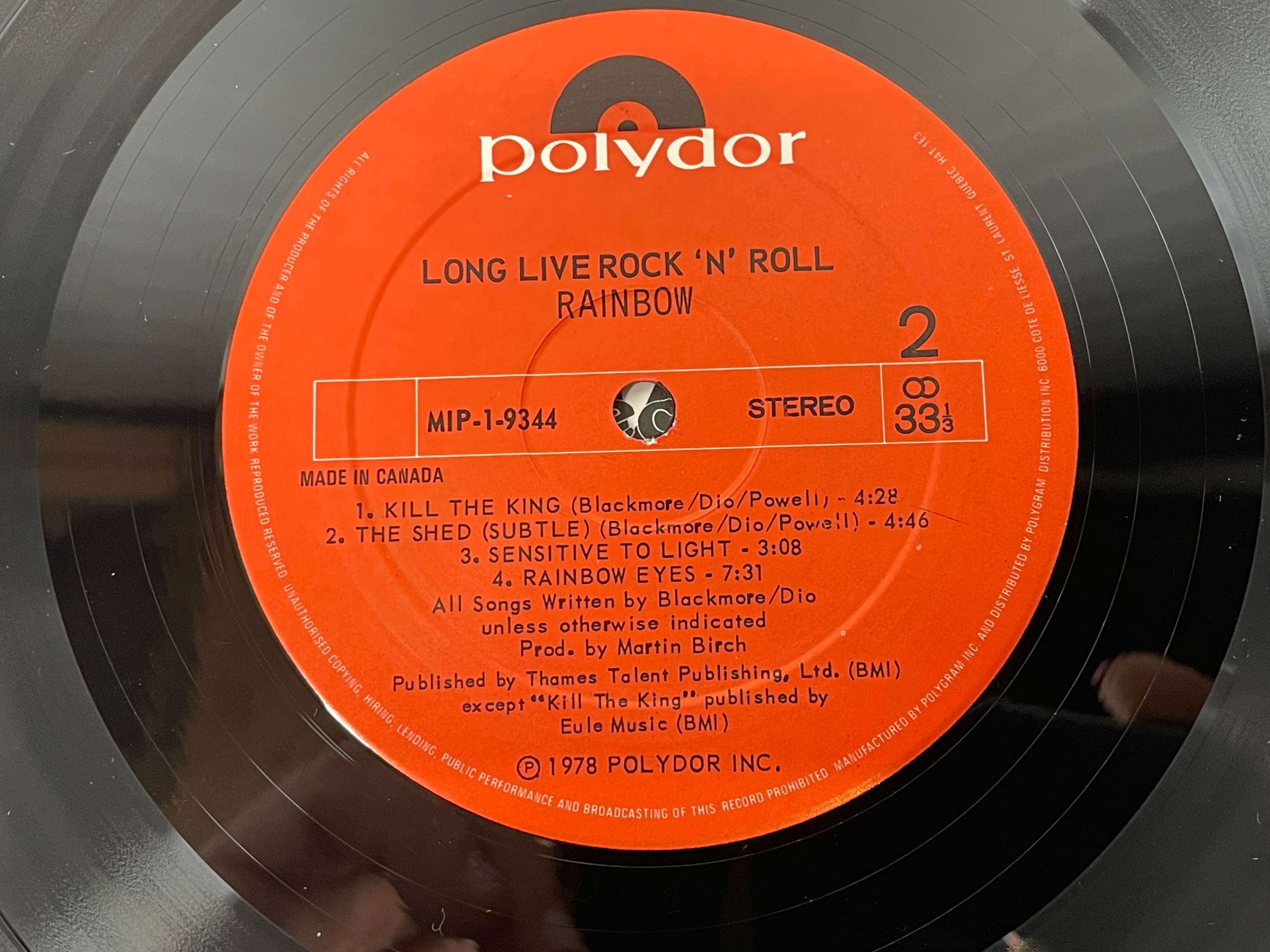 Rainbow – Long Live Rock ’n’ Roll (1978 Canadian Pressing – Polydor MIP-1-9344) M - M