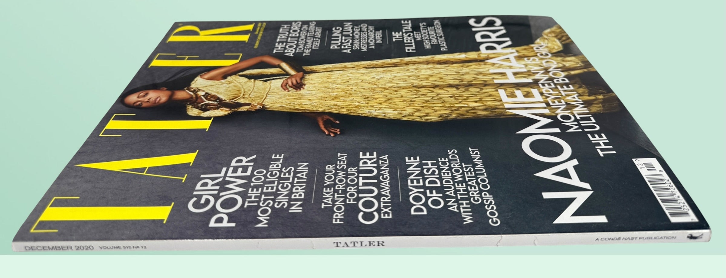 Tatler December 2020 magazine featuring Naomie Harris cover story, couture fashion editorials, celebrity interviews, and luxury lifestyle content