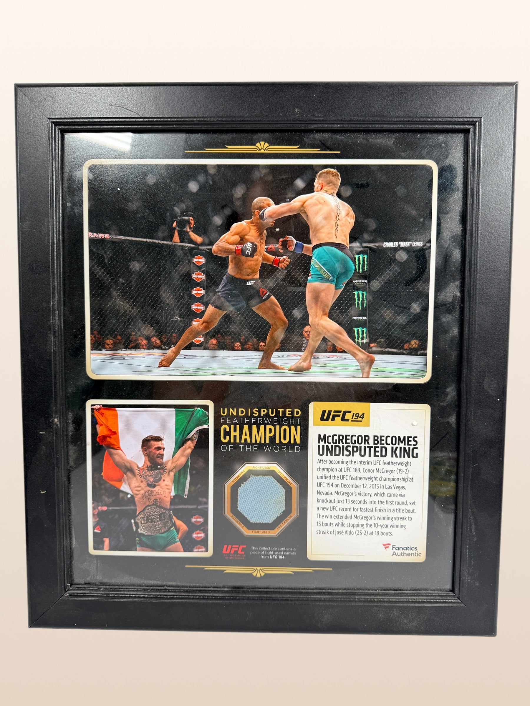 Conor McGregor, UFC 194, Combat, Toile Utilisée, Fanatics Authentic.