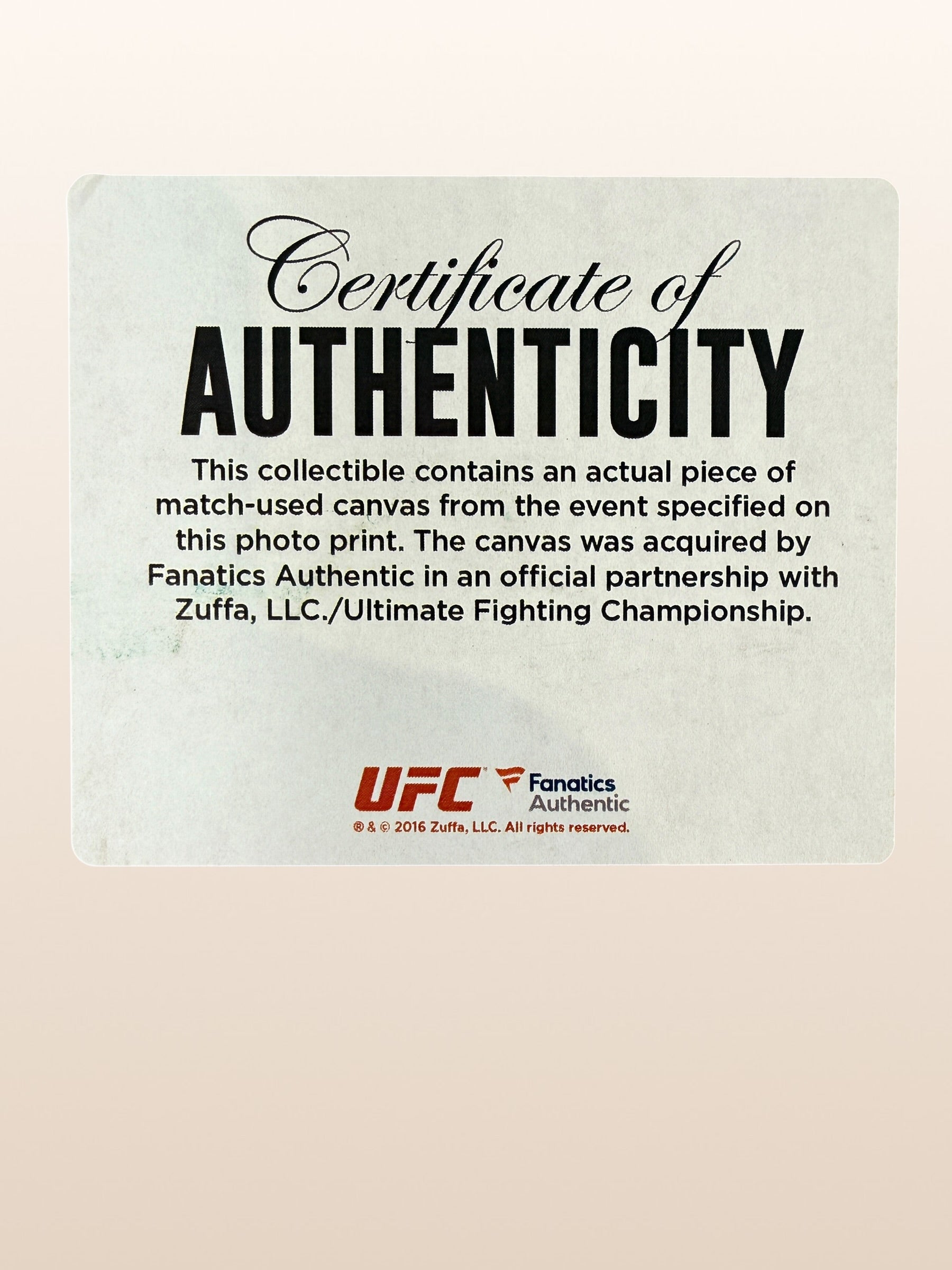 Conor McGregor, UFC 194, Combat, Toile Utilisée, Fanatics Authentic.
