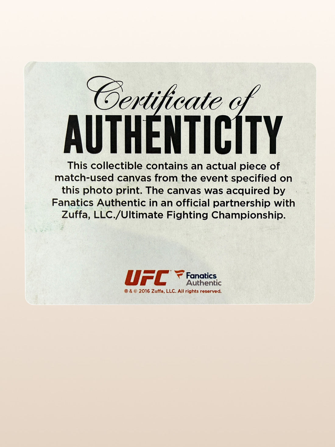 Conor McGregor, UFC 194, Combat, Toile Utilisée, Fanatics Authentic.