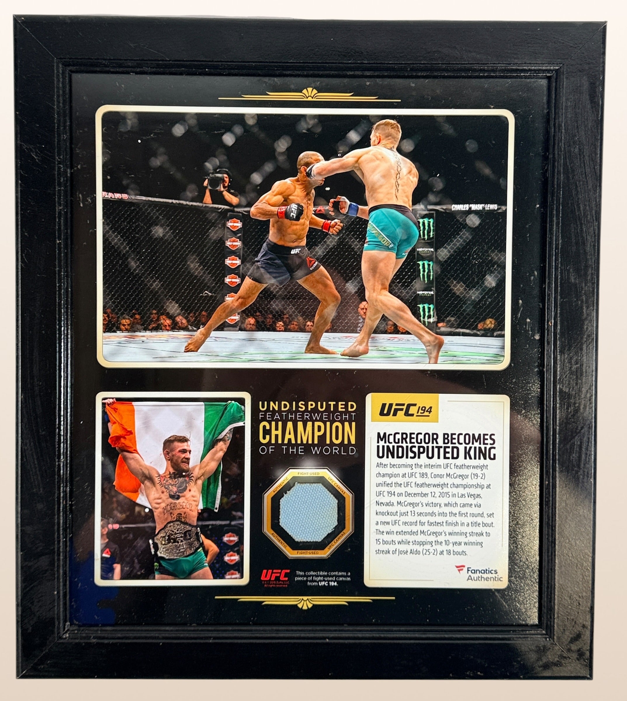 Conor McGregor, UFC 194, Combat, Toile Utilisée, Fanatics Authentic.