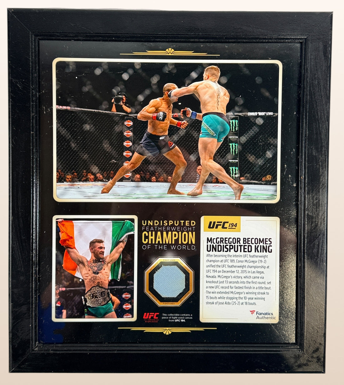 Conor McGregor, UFC 194, Combat, Toile Utilisée, Fanatics Authentic.