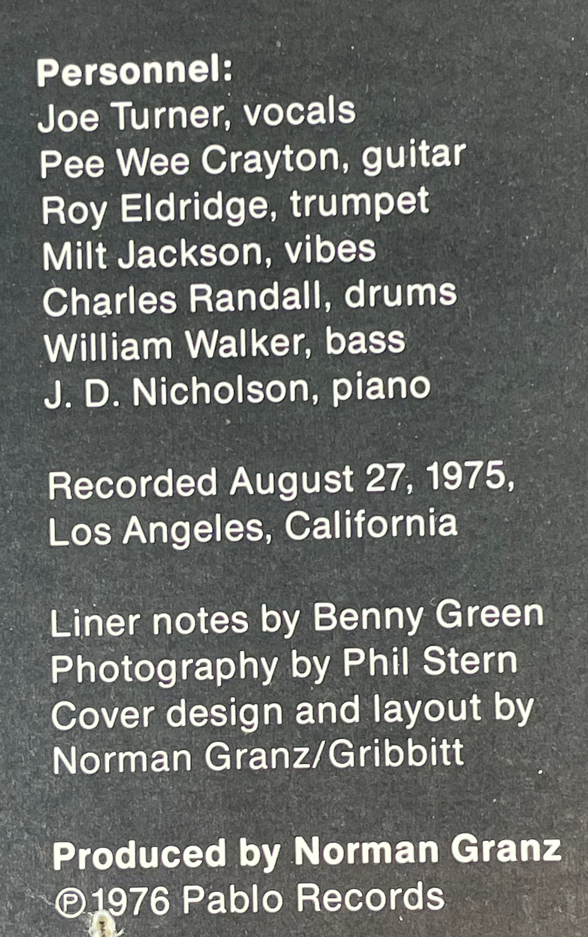 Joe Turner – Nobody in Mind (1978 Pablo Records, Canada Pressing) – Jazz / Blues LP