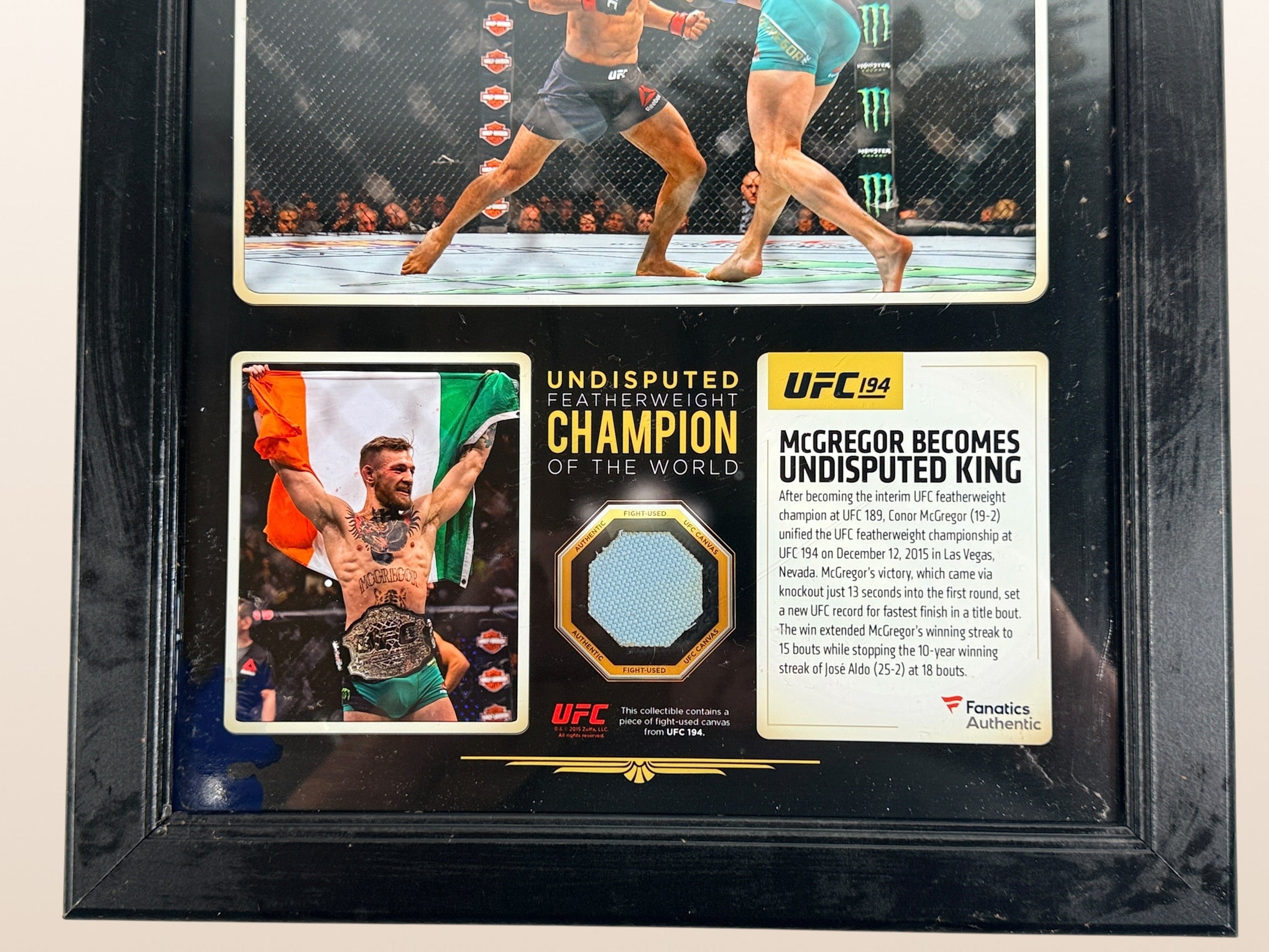 Conor McGregor, UFC 194, Combat, Toile Utilisée, Fanatics Authentic.