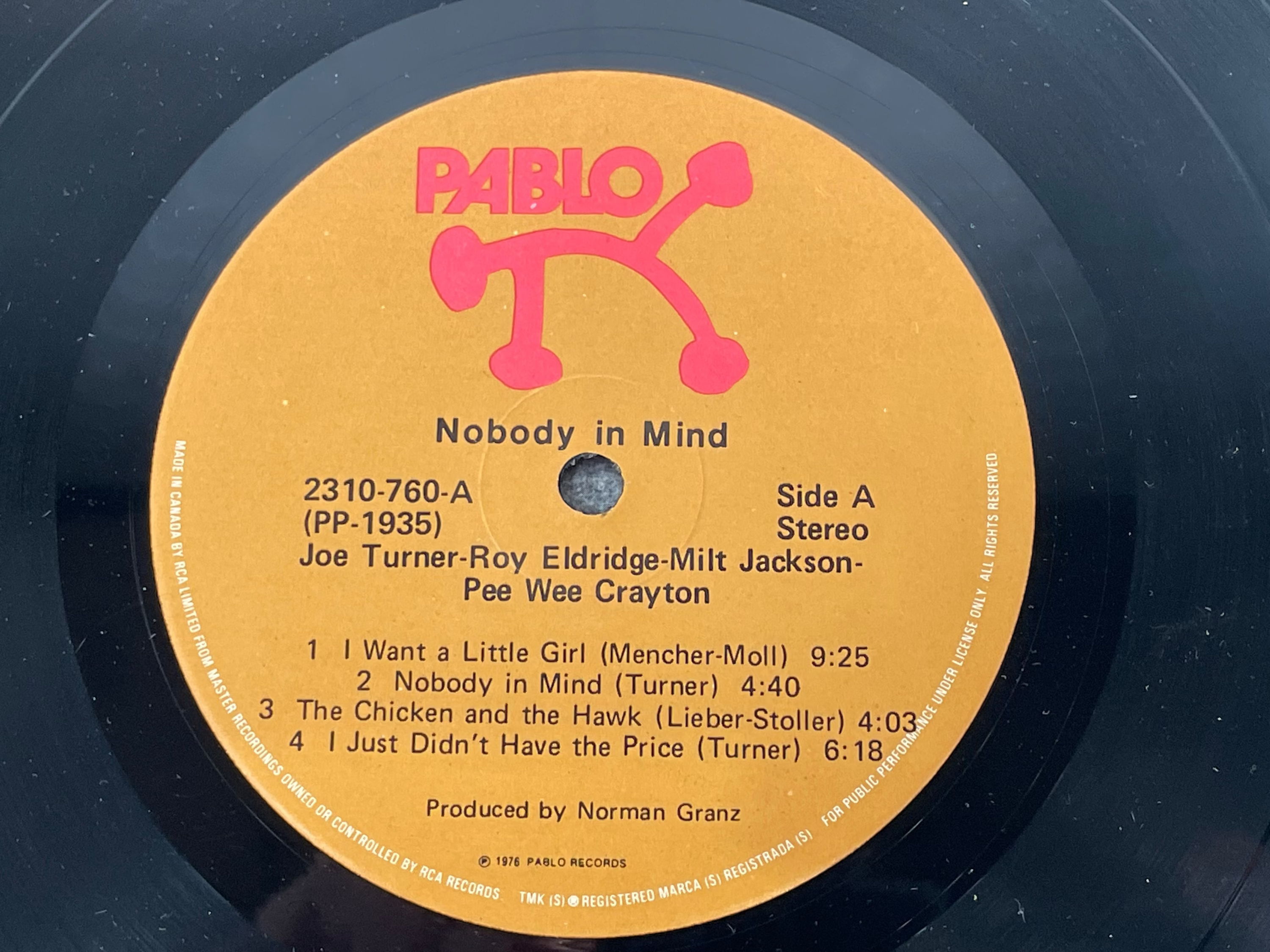 Joe Turner – Nobody in Mind (1978 Pablo Records, Canada Pressing) – Jazz / Blues LP