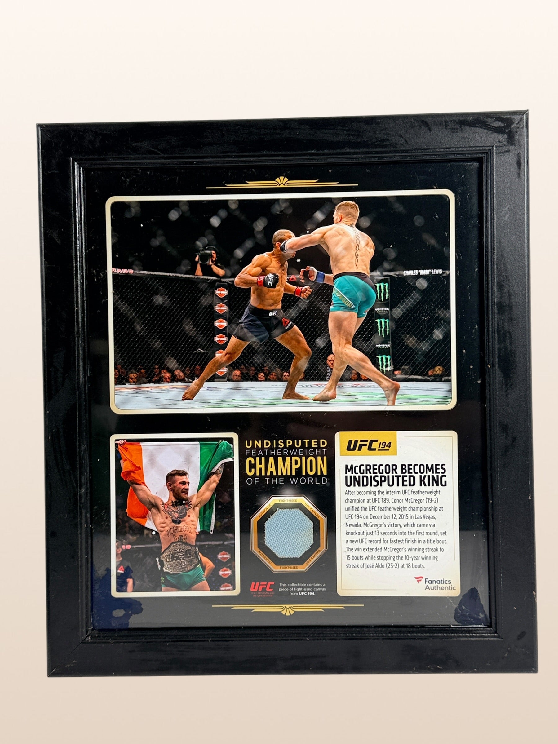 Conor McGregor, UFC 194, Combat, Toile Utilisée, Fanatics Authentic.