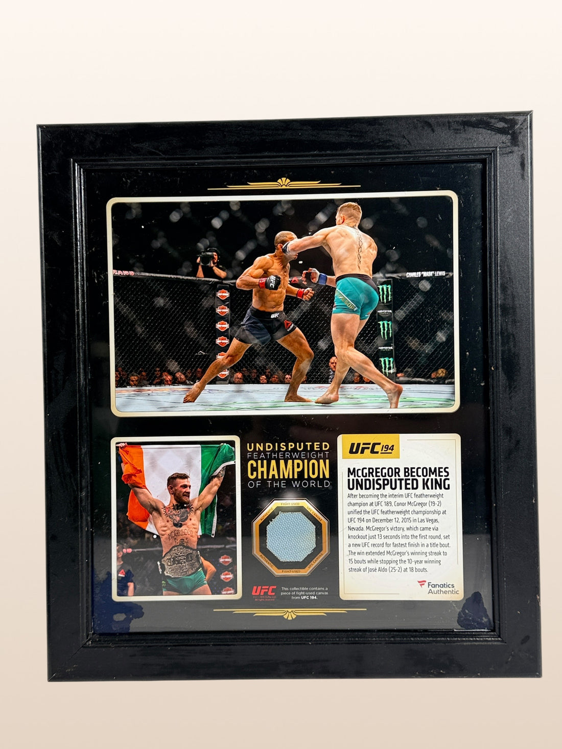 Conor McGregor, UFC 194, Combat, Toile Utilisée, Fanatics Authentic.