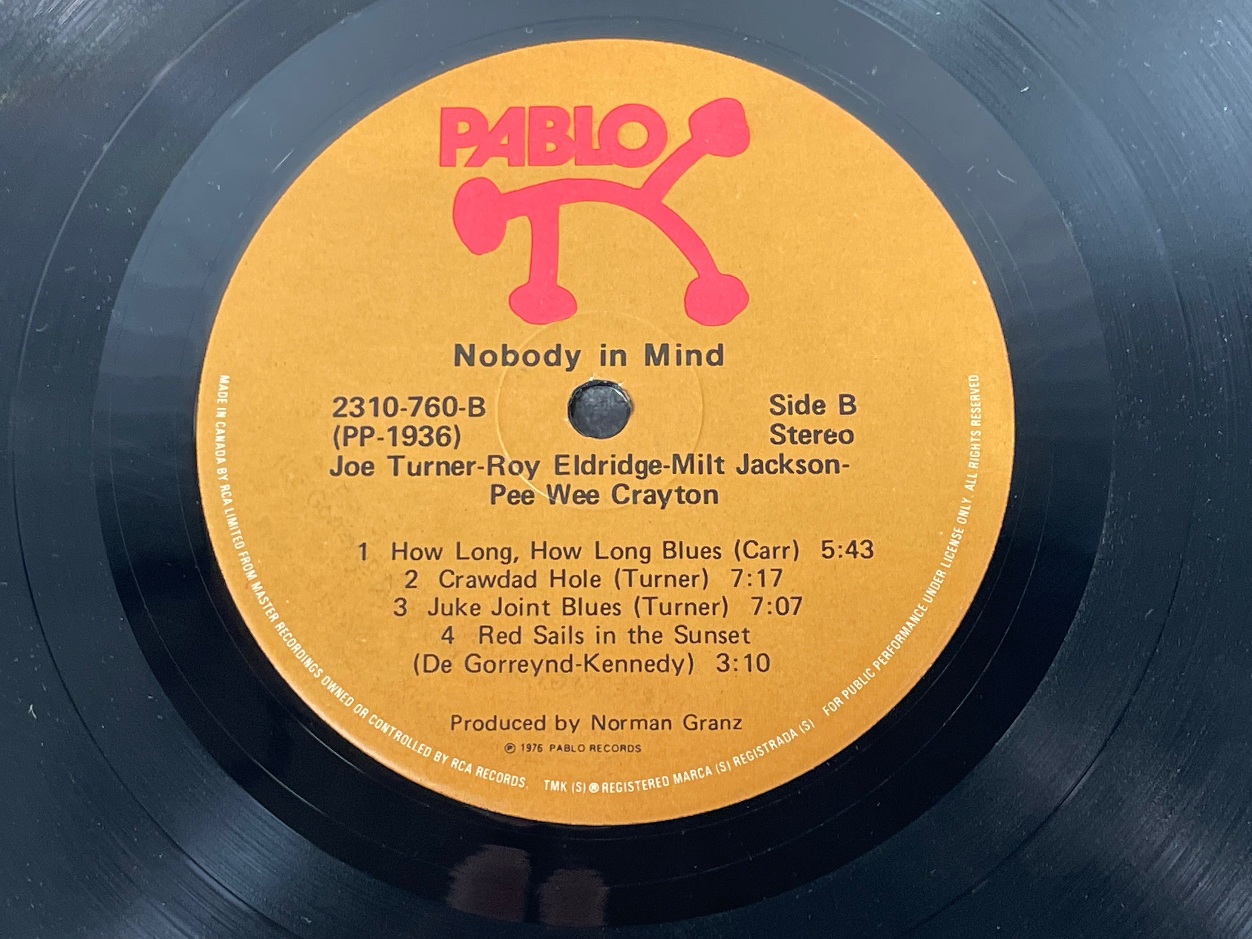 Joe Turner – Nobody in Mind (1978 Pablo Records, Canada Pressing) – Jazz / Blues LP