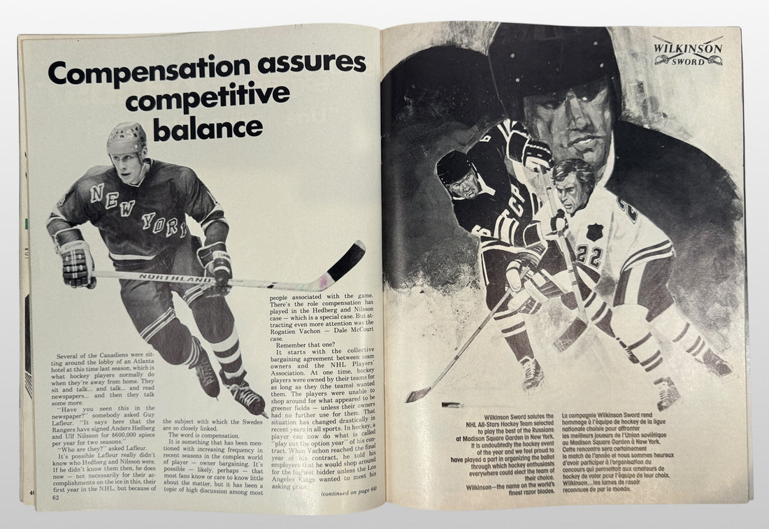 Vintage 1978-79 Montreal Canadiens official NHL magazine featuring player profiles, statistics, schedules, and classic Montreal Forum-era advertising memorabilia.