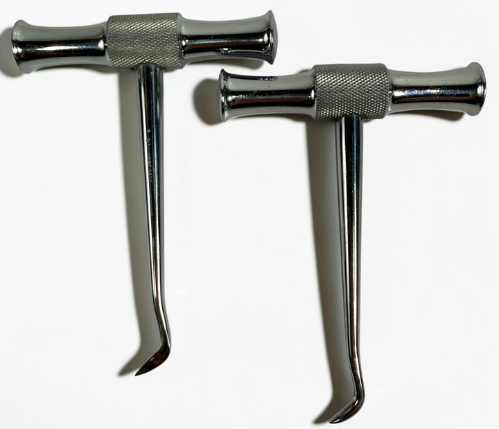 Vintage CLEV-DENT Winter Cryer dental elevators 14R 14L surgical extraction instrument pair in excellent vintage condition.