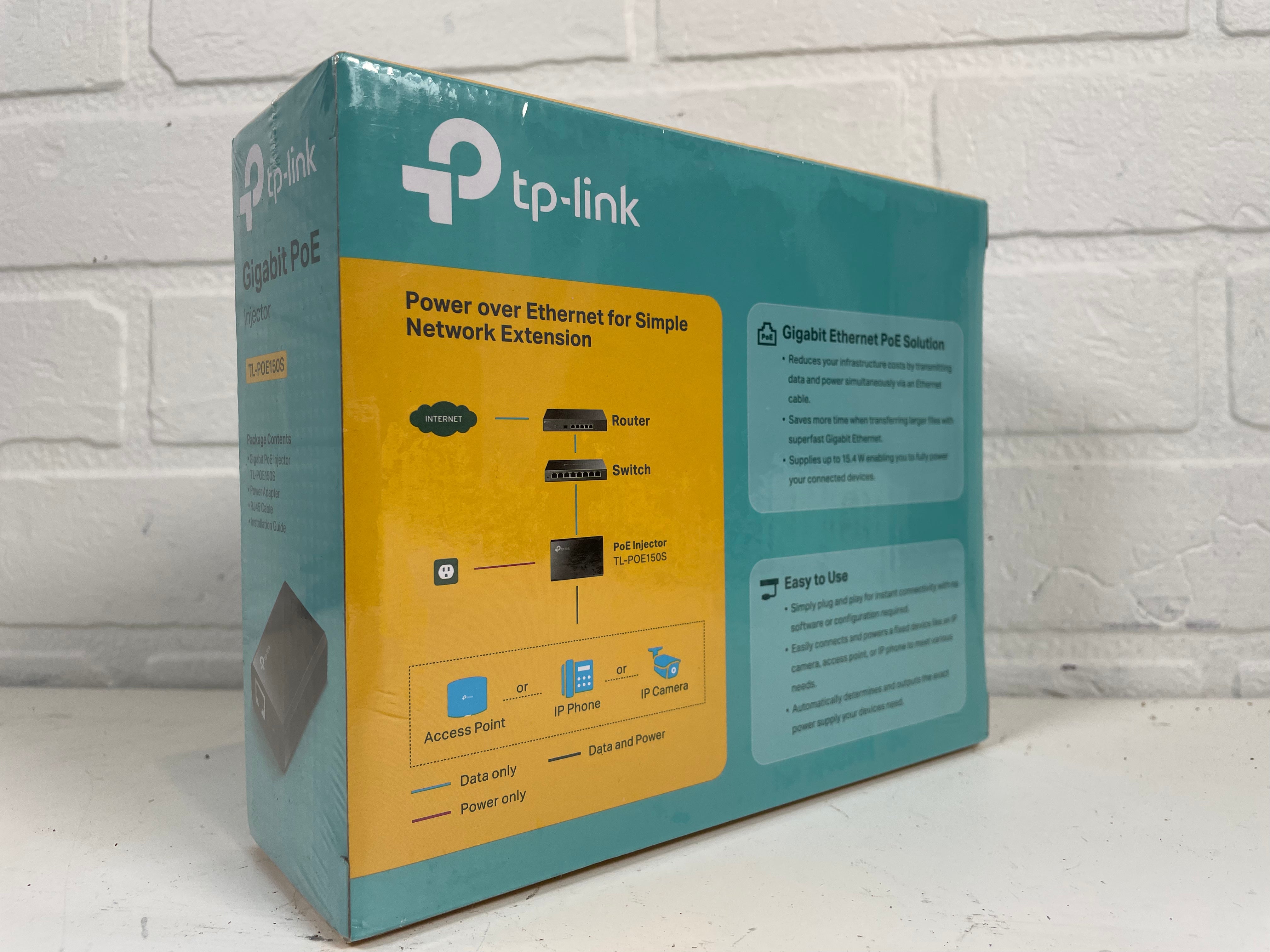 TP-Link TL-POE150S Gigabit PoE Injector | IEEE 802.3af | 15.4W Power Over Ethernet