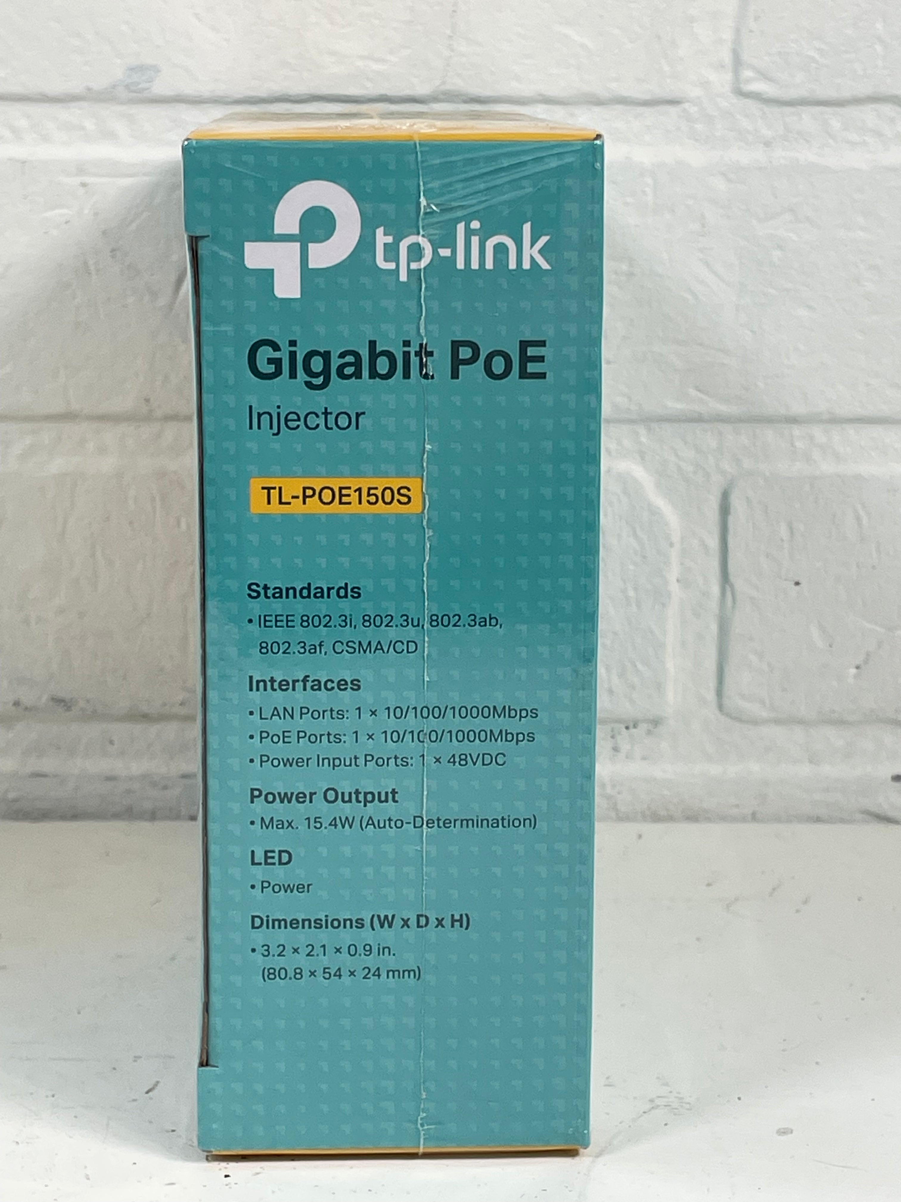 TP-Link TL-POE150S Gigabit PoE Injector | IEEE 802.3af | 15.4W Power Over Ethernet