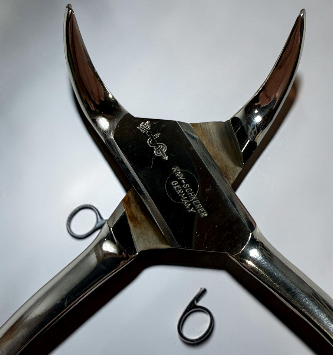 Vintage KNY Scherrer German dental extraction forceps No. 72. Chrome-plated oral surgery instrument collectible in very good vintage condition.