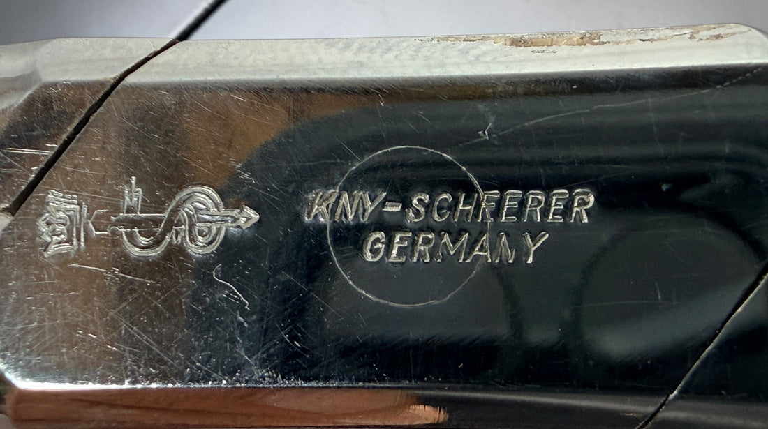 Vintage KNY Scherrer German dental extraction forceps No. 72. Chrome-plated oral surgery instrument collectible in very good vintage condition.