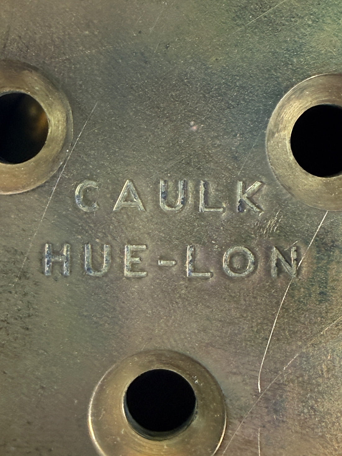 Vintage Caulk Hue-Lon dental casting flask brass mold with original box, collectible dental lab tool for crowns, bridges, and medical antique displays.