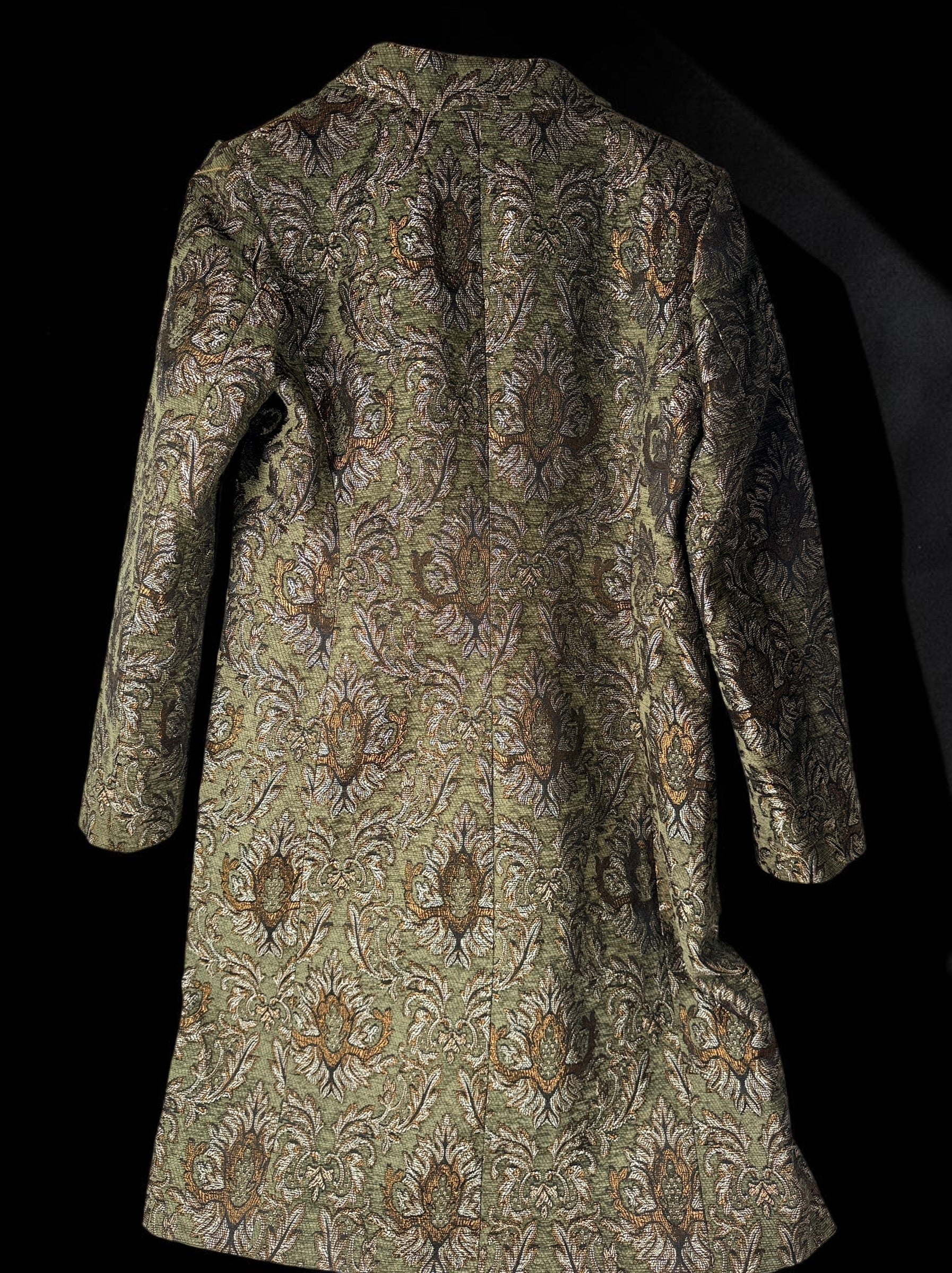 90s Damask Tapestry Coat Jacket, Newport News Longline Floral, Size 10.