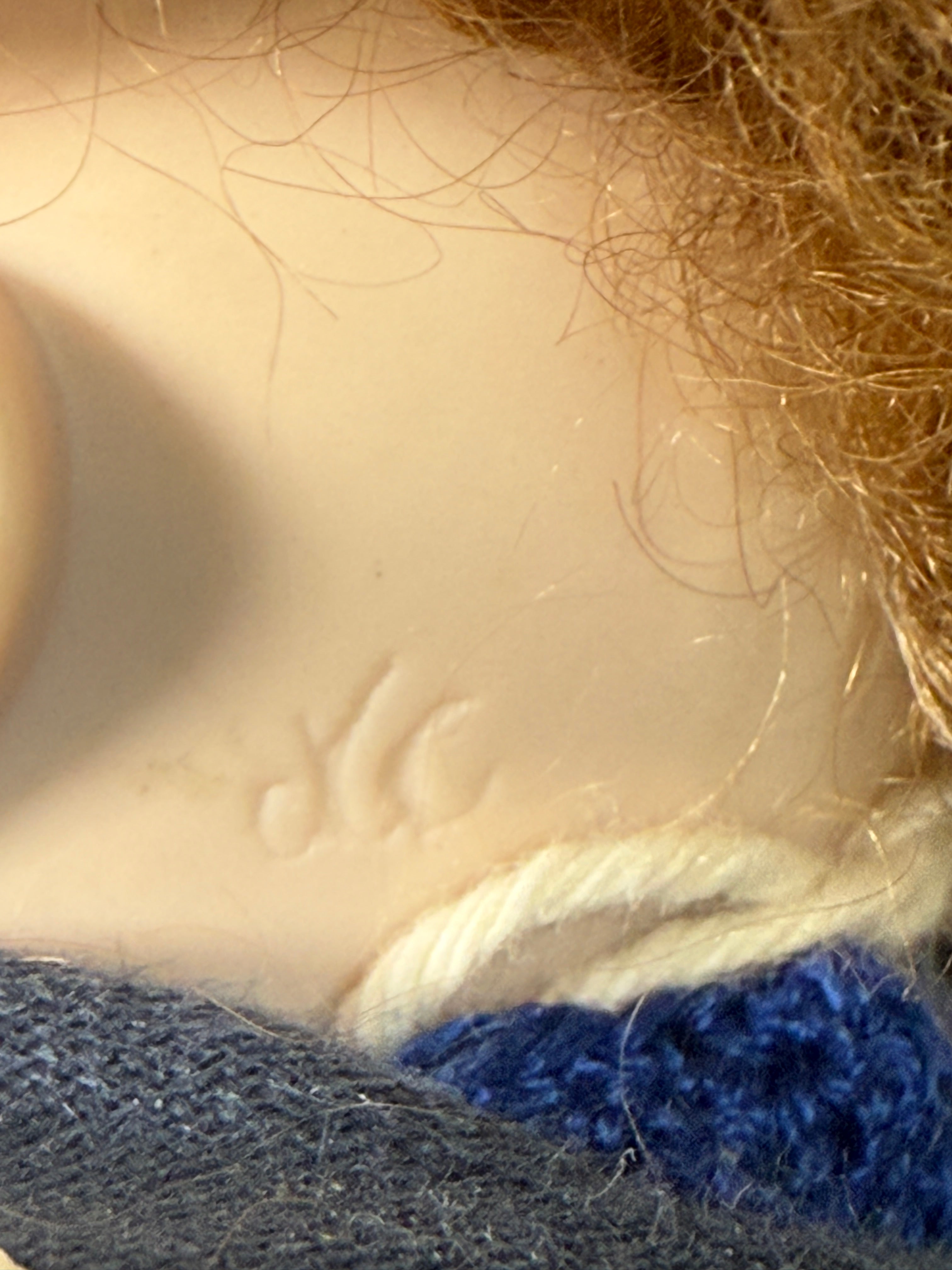 Antique Bisque Head Sailor Boy Doll – Marked “JLC” – Hand-Knit Outfit